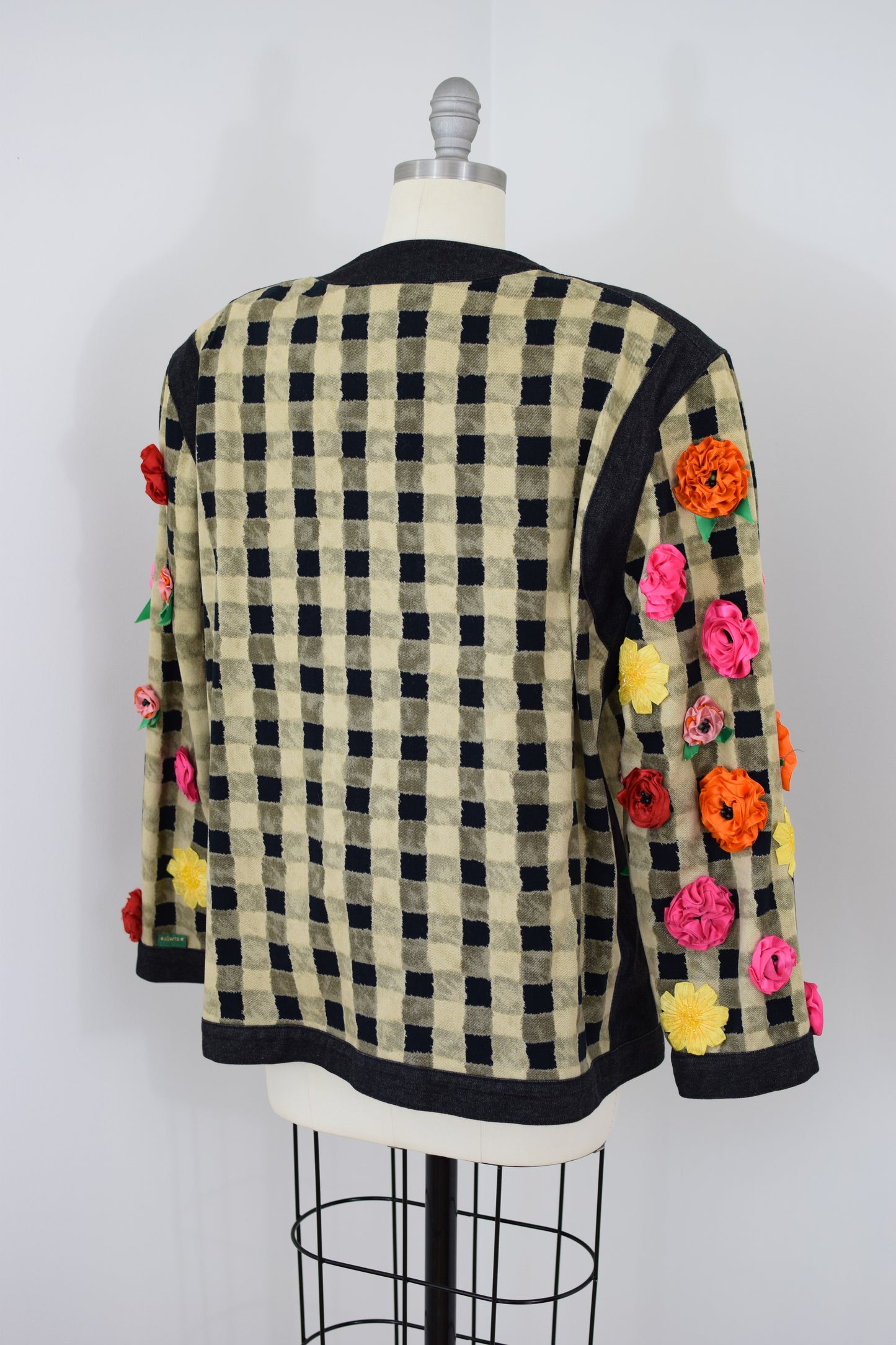 Vintage Gene Ewing Flower-topped Denim Jacket | L