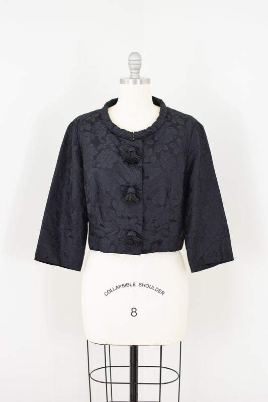 1960s Silk Jacquard Jacket with Tassels | S-M