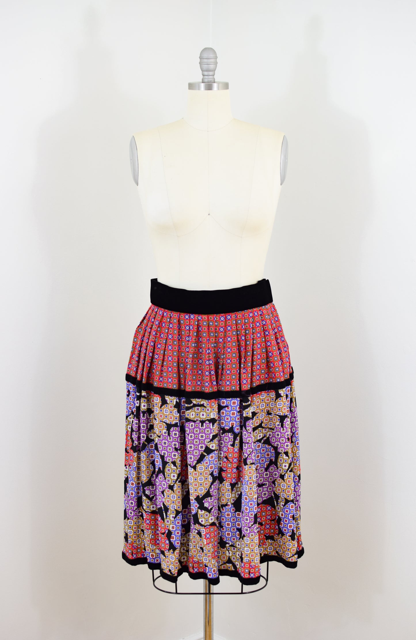 Vintage Oscar de la Renta Silk and Velvet Dress Set | M