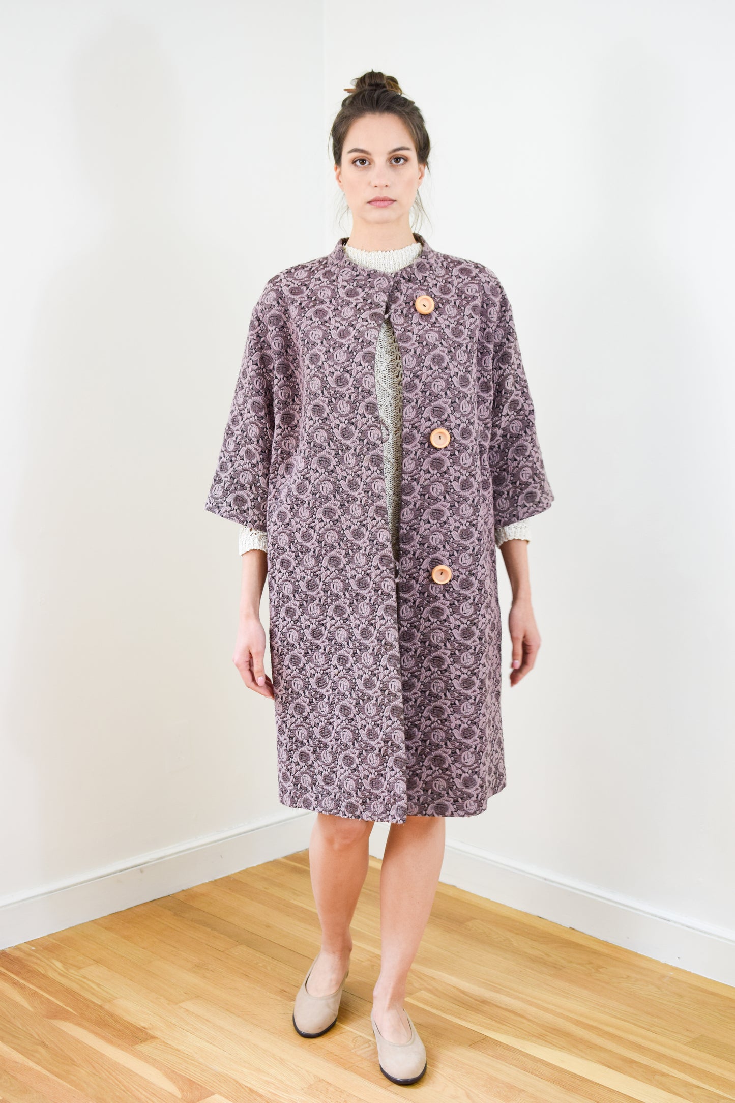 1960s Lavender Brocade Coat | XS/S