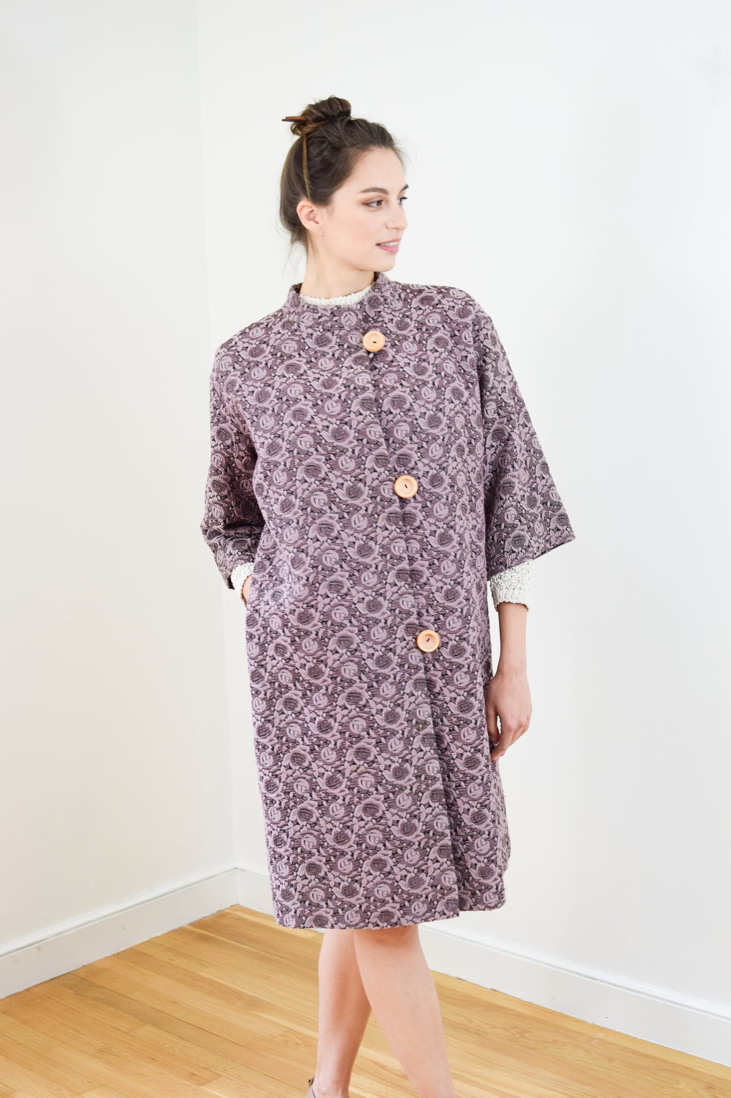 1960s Lavender Brocade Coat | XS/S