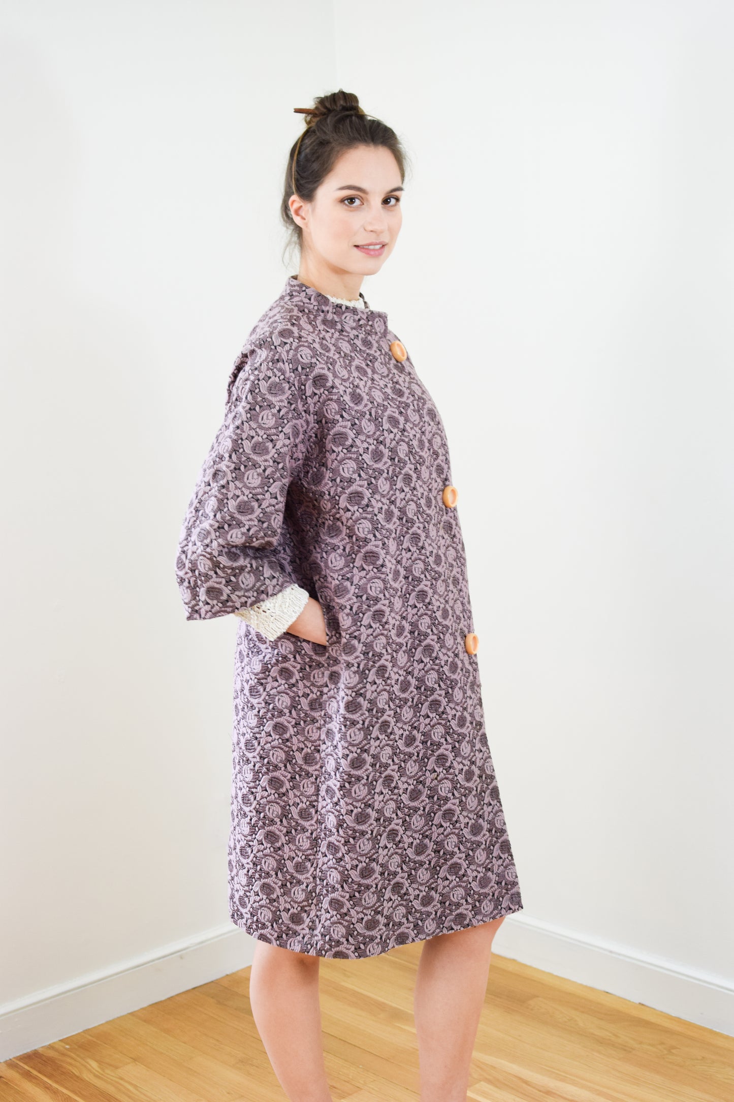 1960s Lavender Brocade Coat | XS/S