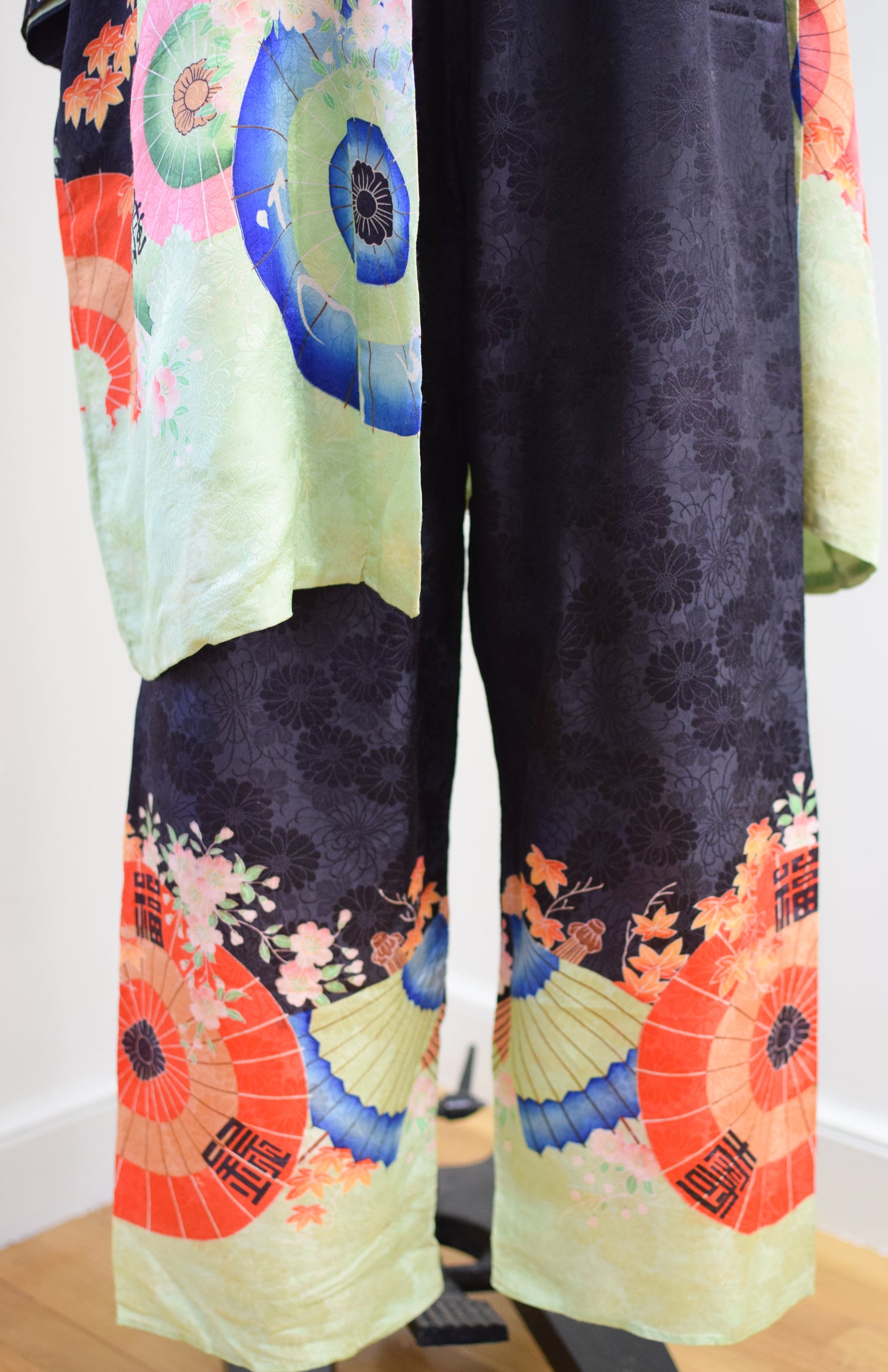 Antique 1920s Silk Pajama Robe and Pants Set | M