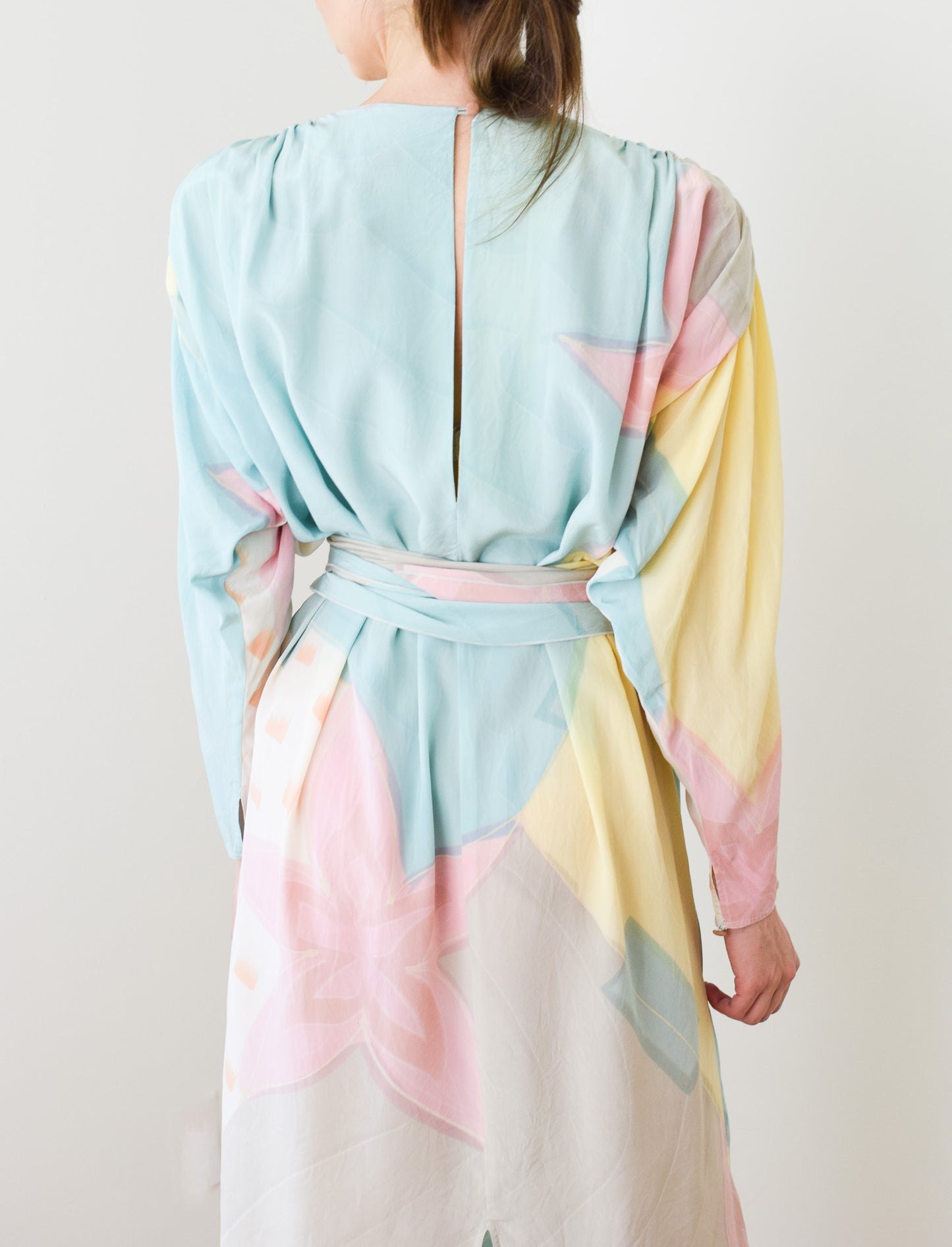 1980s Hand Painted Silk Dress | L