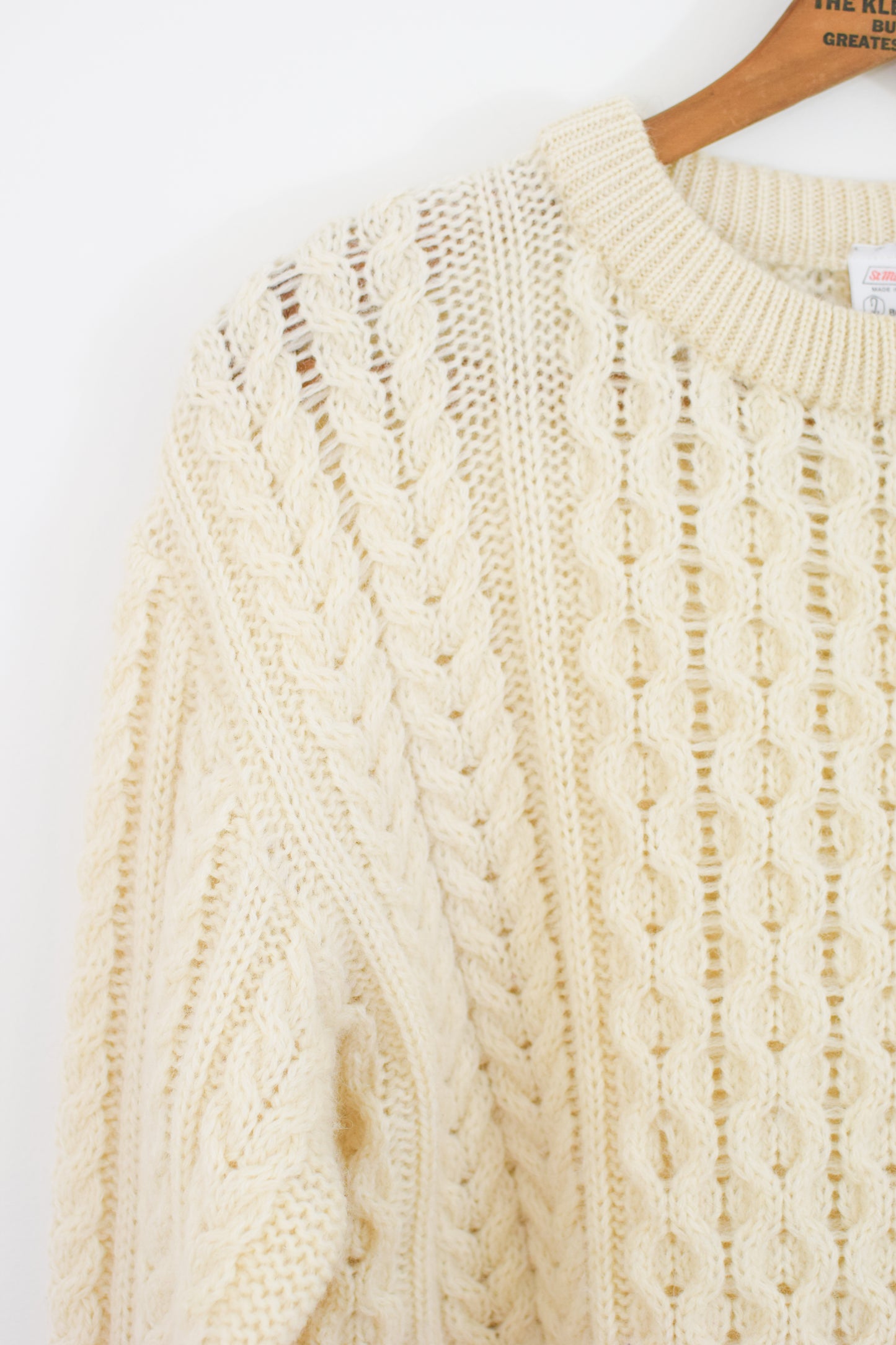 Vintage Wool Cable Knit Sweater | S/M