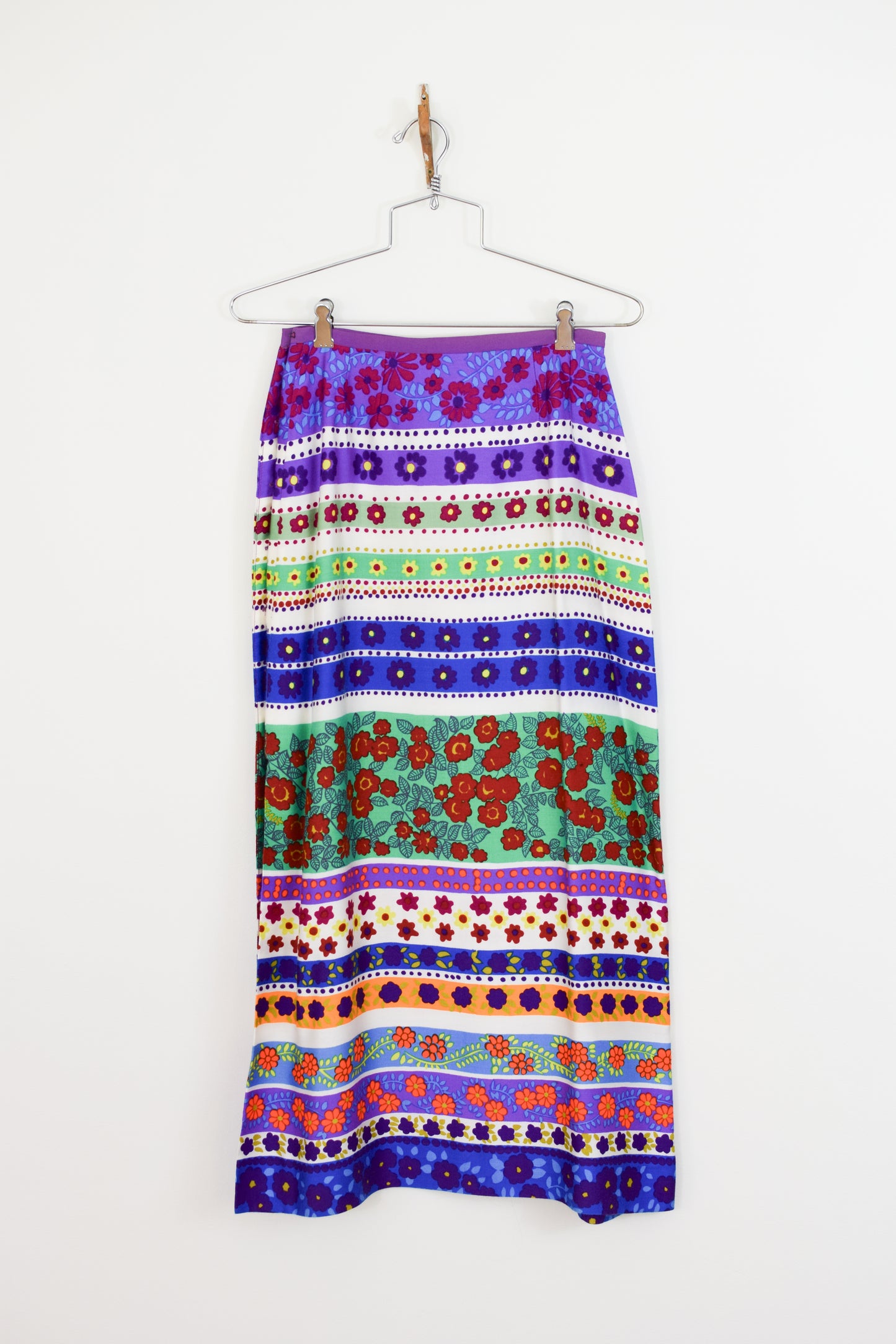 1960s Lanz Bright Floral Wrap Skirt | XS
