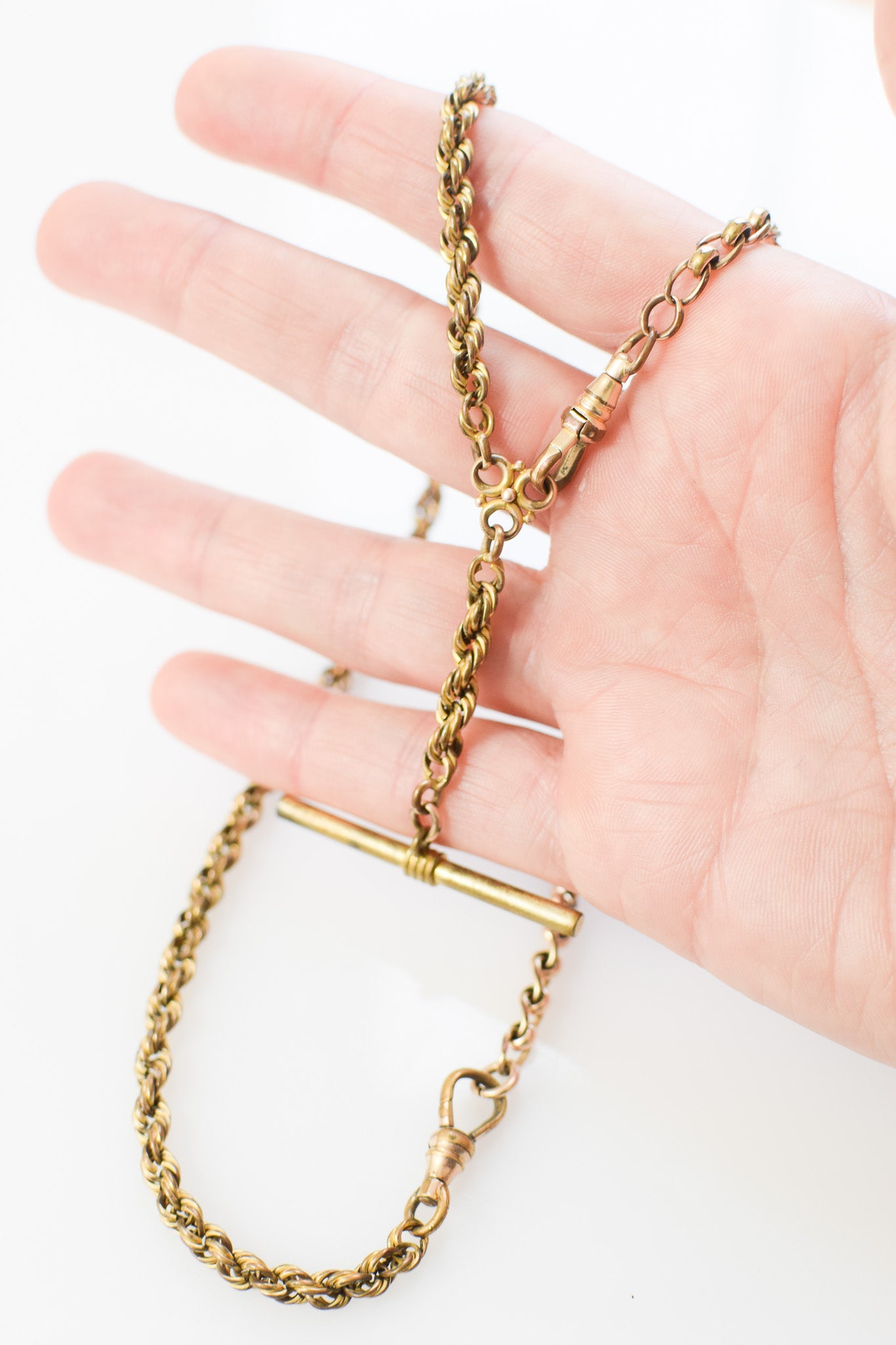Antique 10kt Gold-filled Fob Chain Necklace with T-Bar | 19"