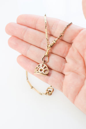 Antique Fob Chain Necklace with Fob Pendant | initials ALB