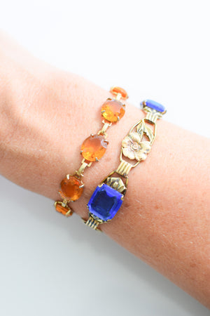 Art Deco Era Citrine Czech Glass Bracelet