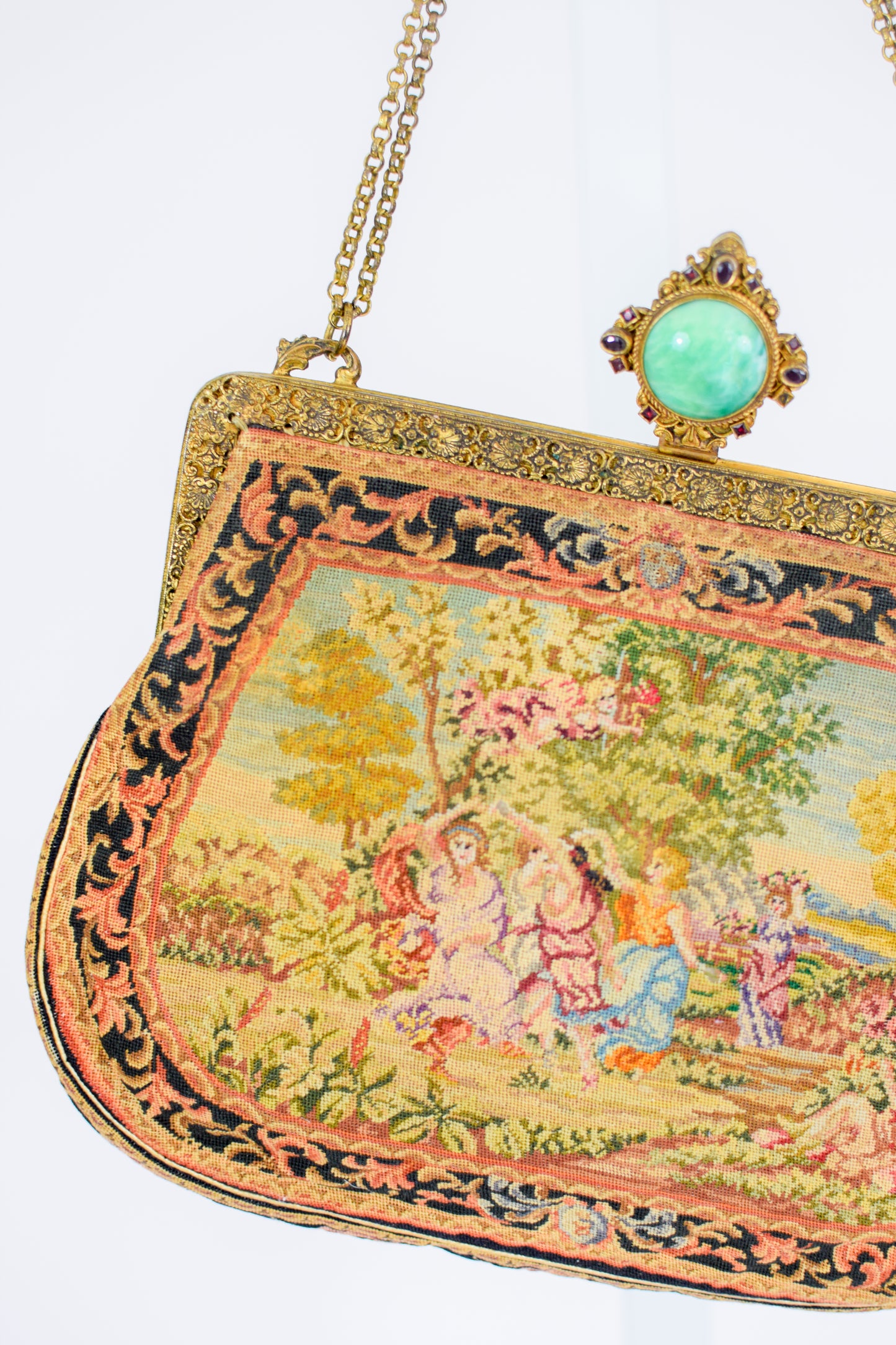 1940s/50s Needlepoint and Brass Rococo Revival Purse | The French Bag Shop