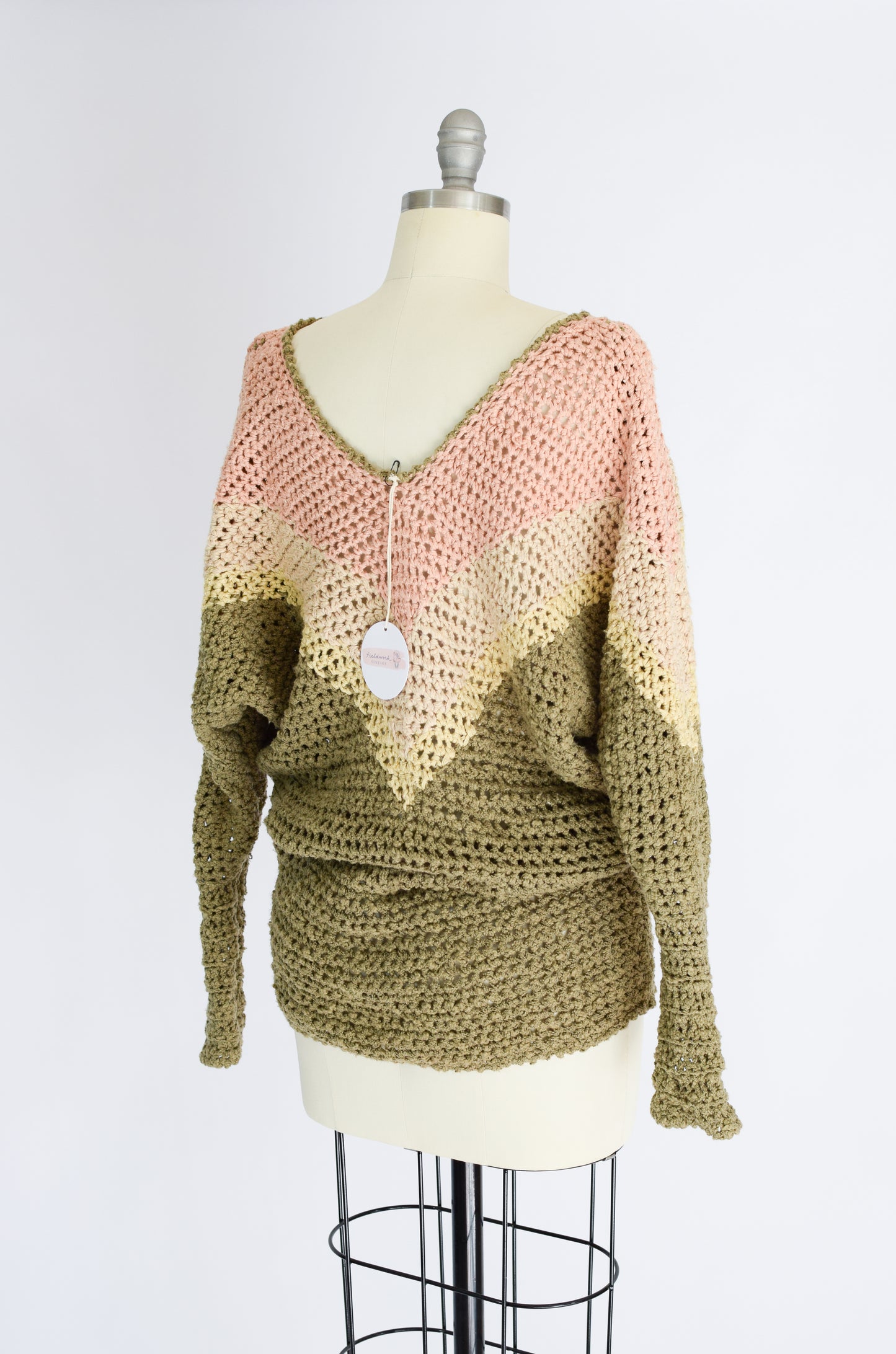 Vintage Hand-Crocheted Silk Sweater | M