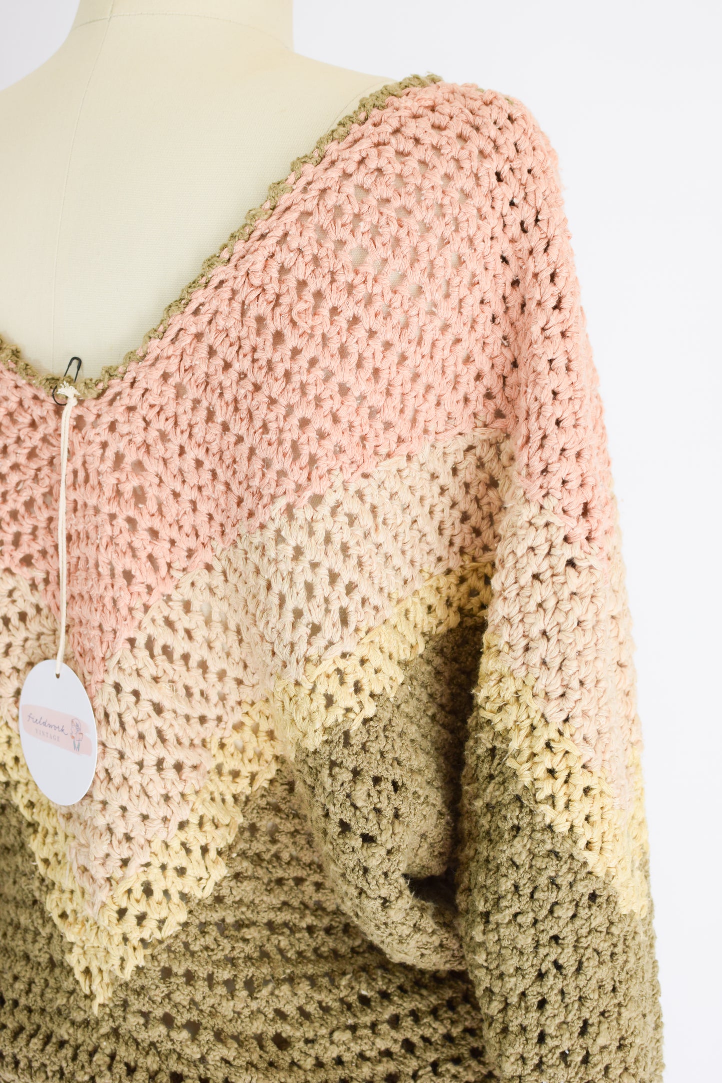 Vintage Hand-Crocheted Silk Sweater | M