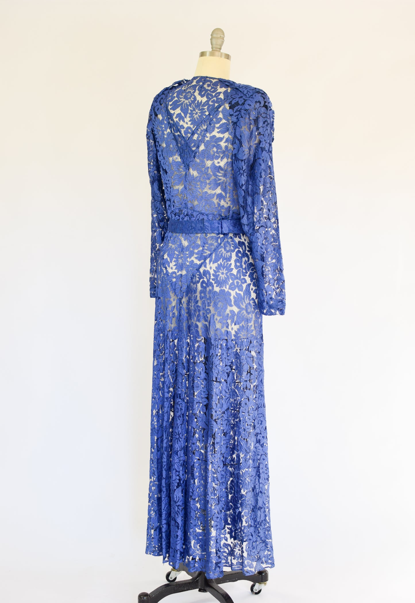 1930s Cobalt Lace Gown | S