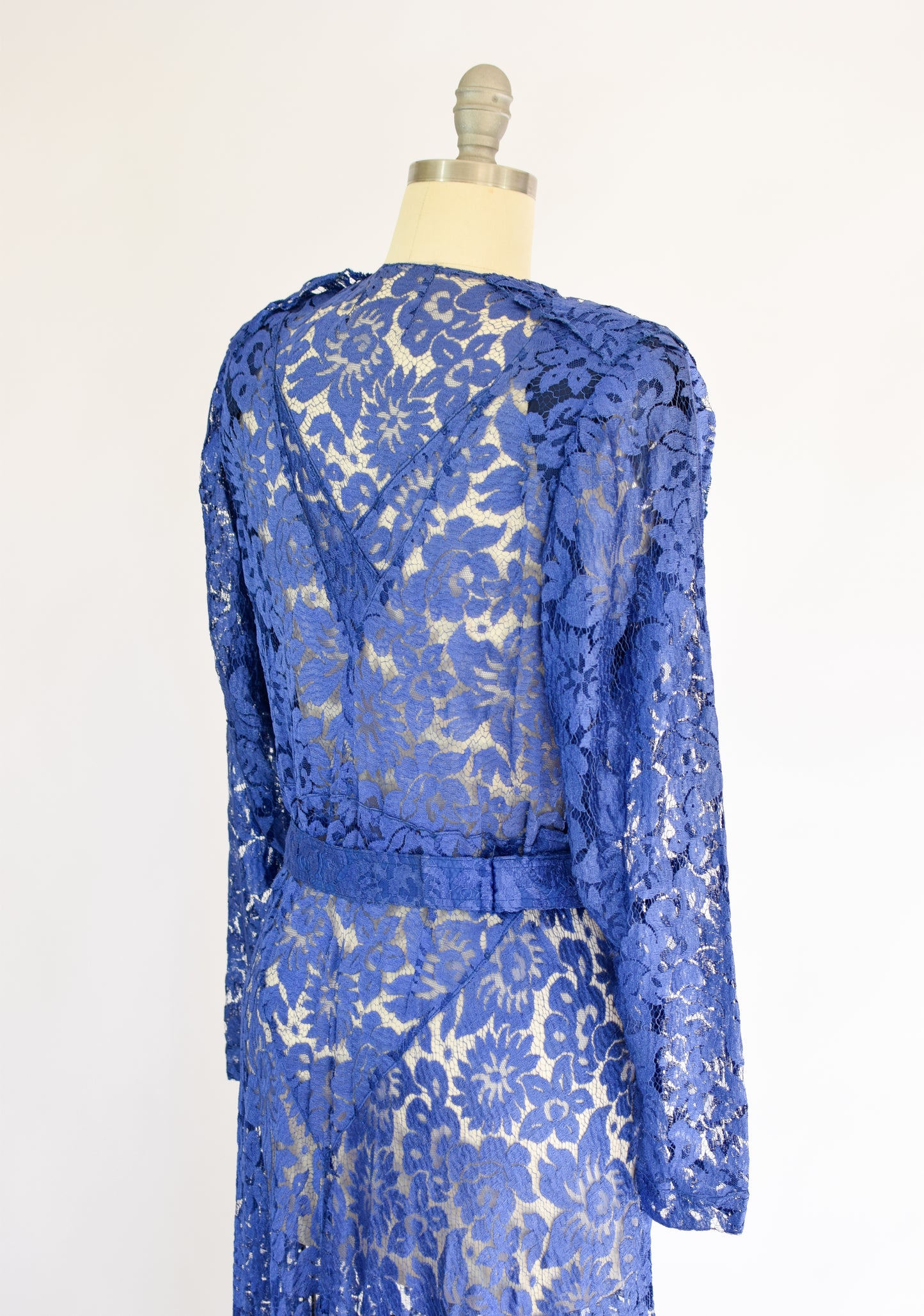 1930s Cobalt Lace Gown | S