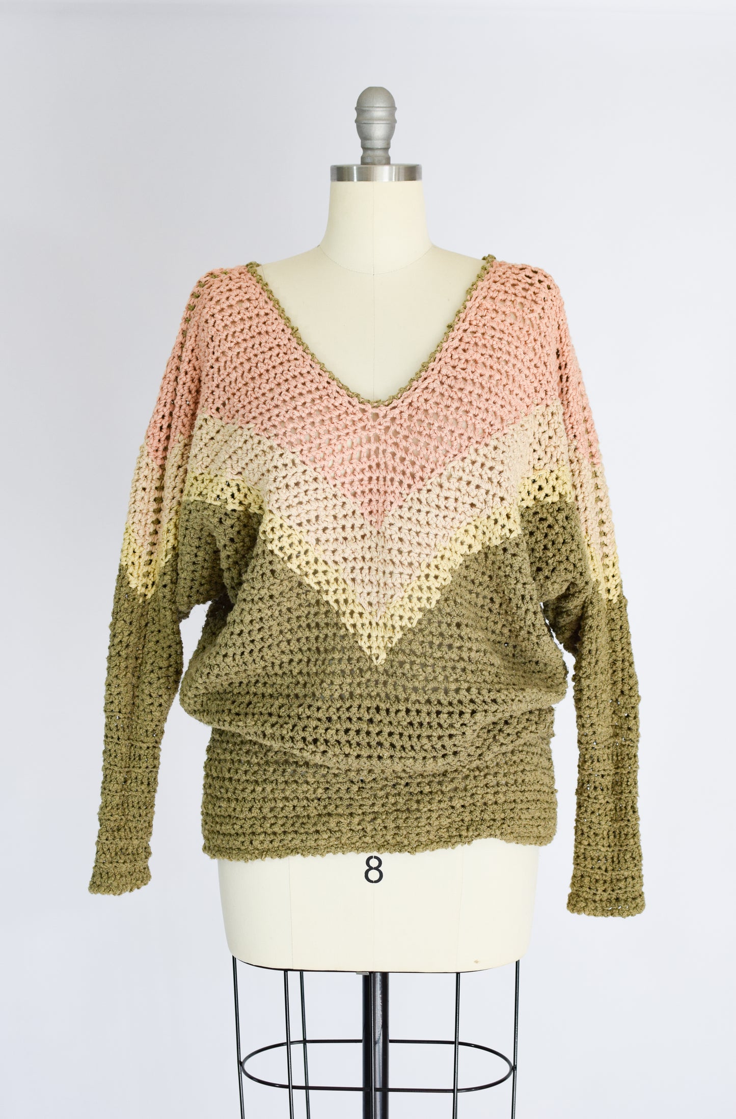 Vintage Hand-Crocheted Silk Sweater | M