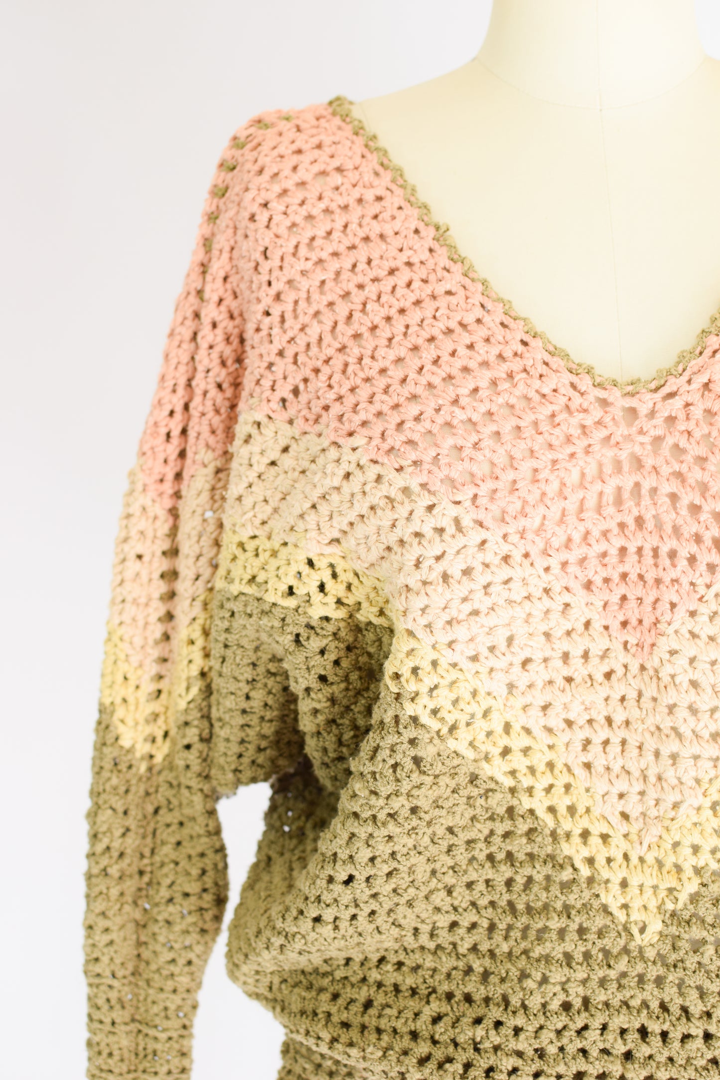 Vintage Hand-Crocheted Silk Sweater | M