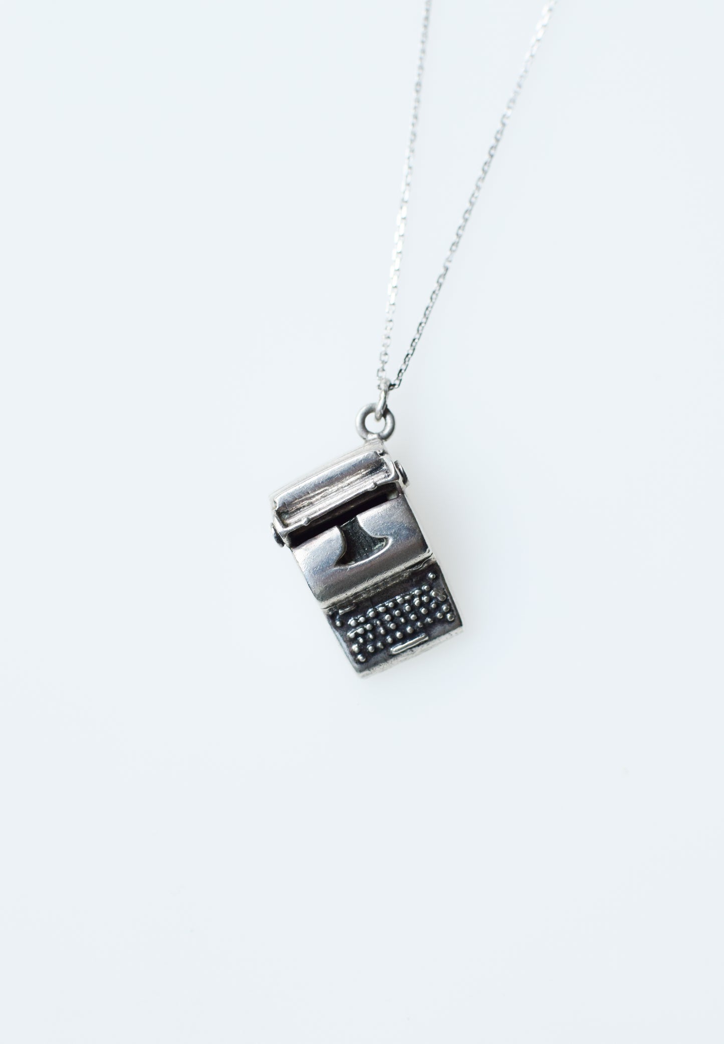 Vintage Sterling Silver Typewriter Charm Necklace