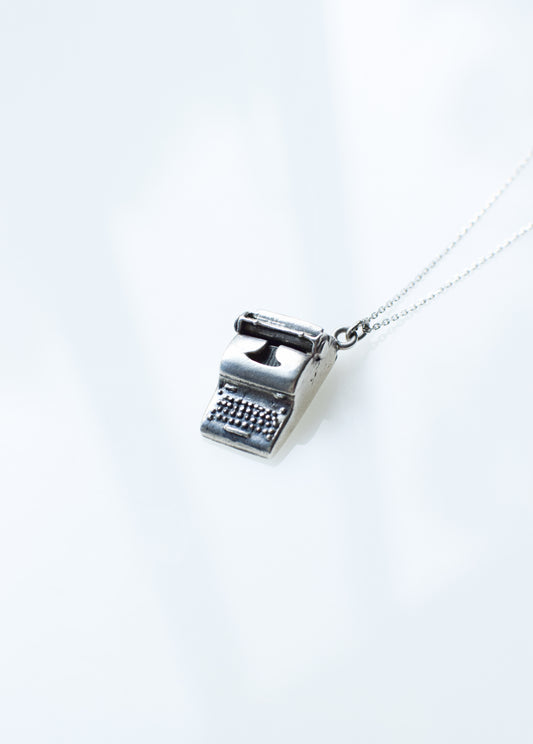 Vintage Sterling Silver Typewriter Charm Necklace