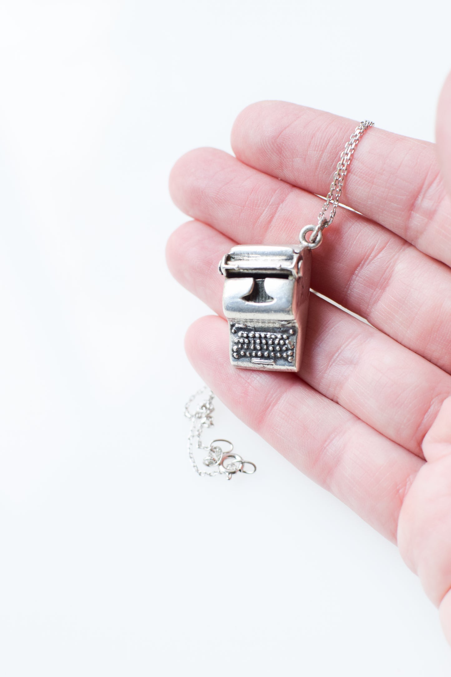 Vintage Sterling Silver Typewriter Charm Necklace