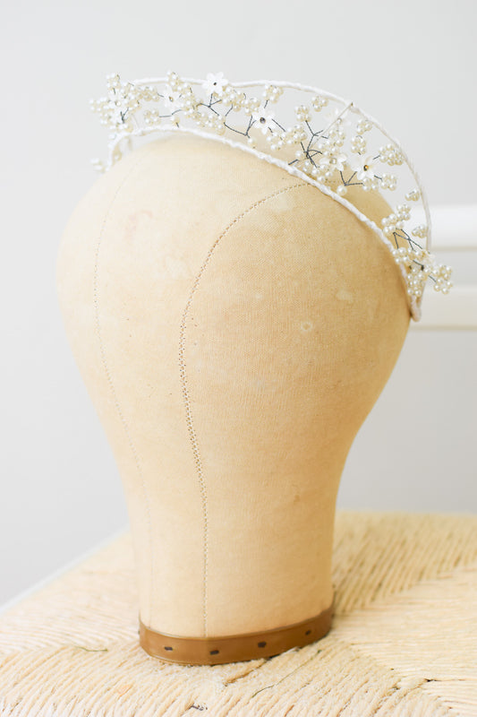1940s Pearl and Rhinestone Flower Crown