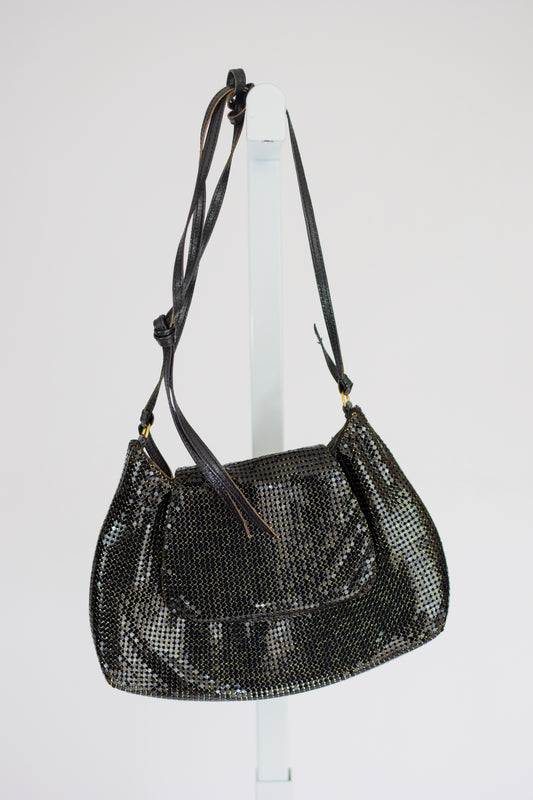 1970s Whiting & Davis Black Mesh Handbag