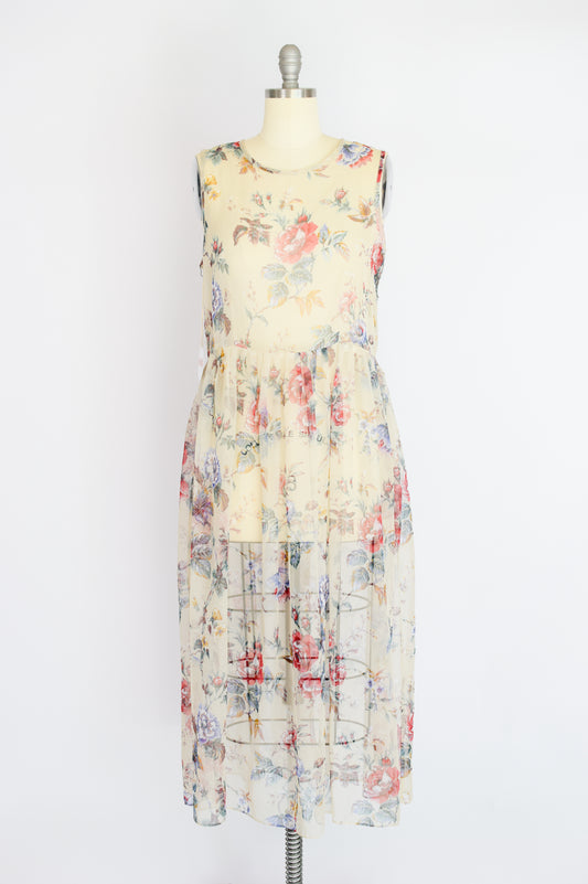 Vintage Sheer Floral Dress | M