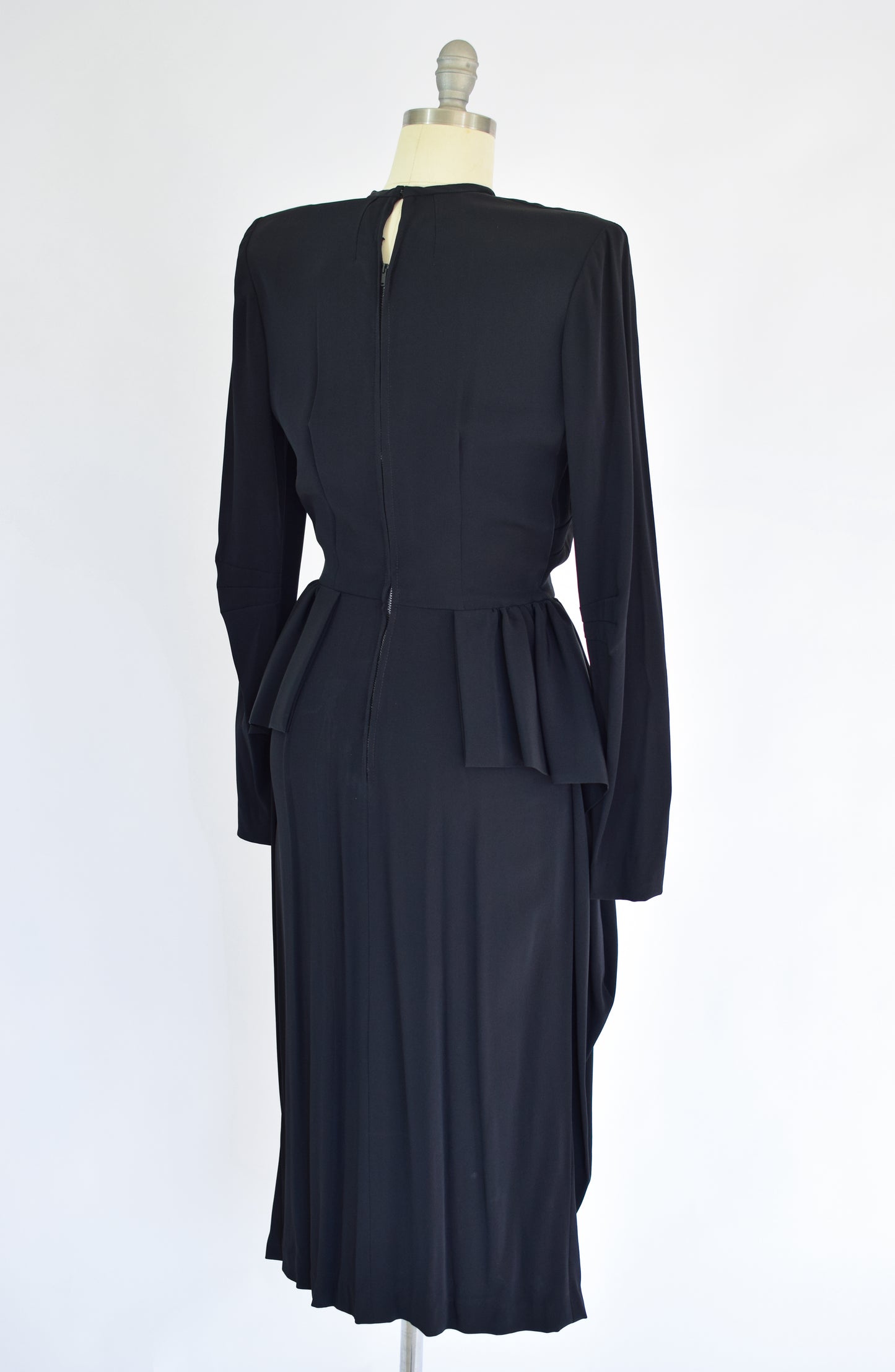 1940s Black Rayon Gown | M