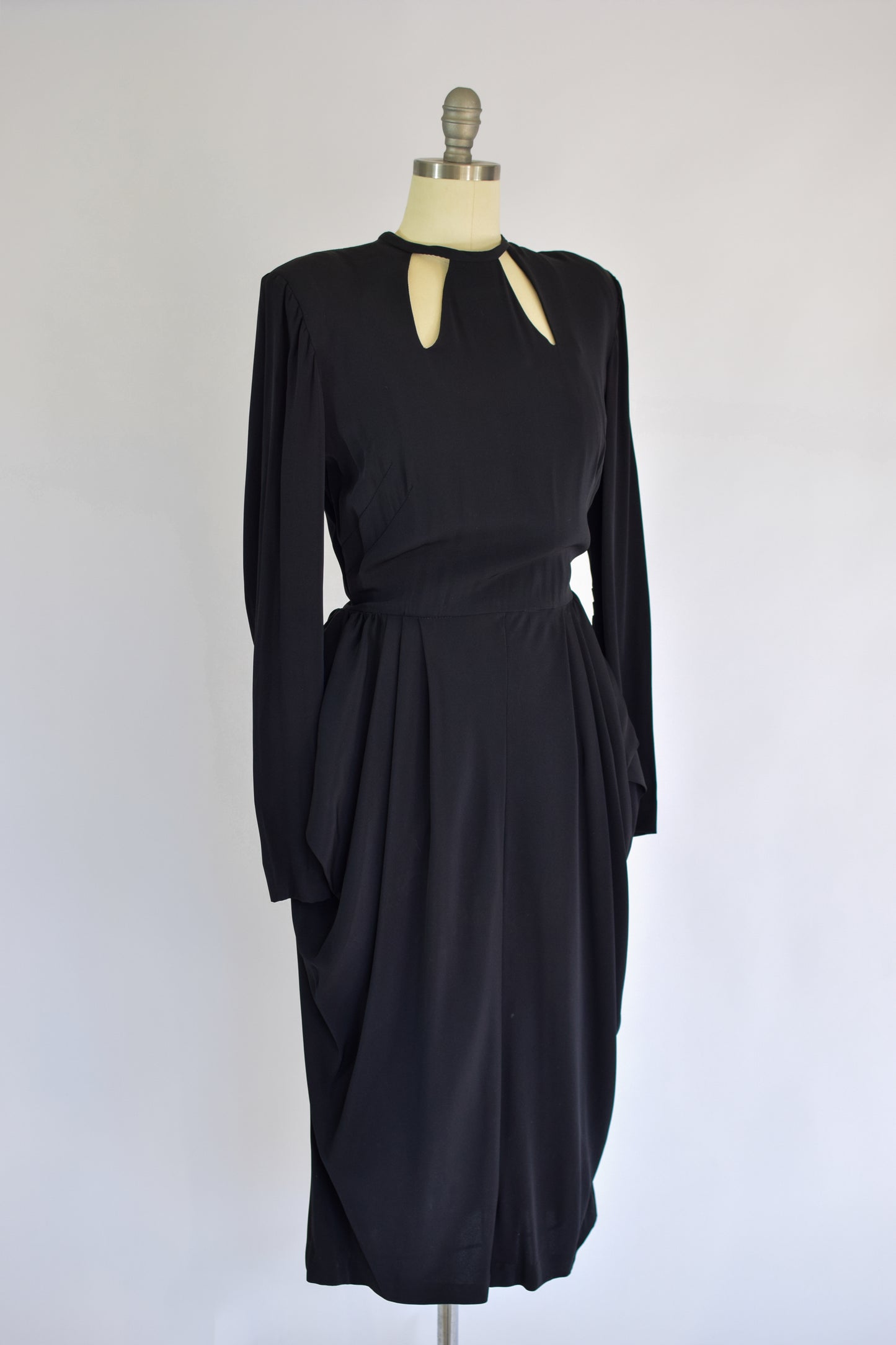 1940s Black Rayon Gown | M