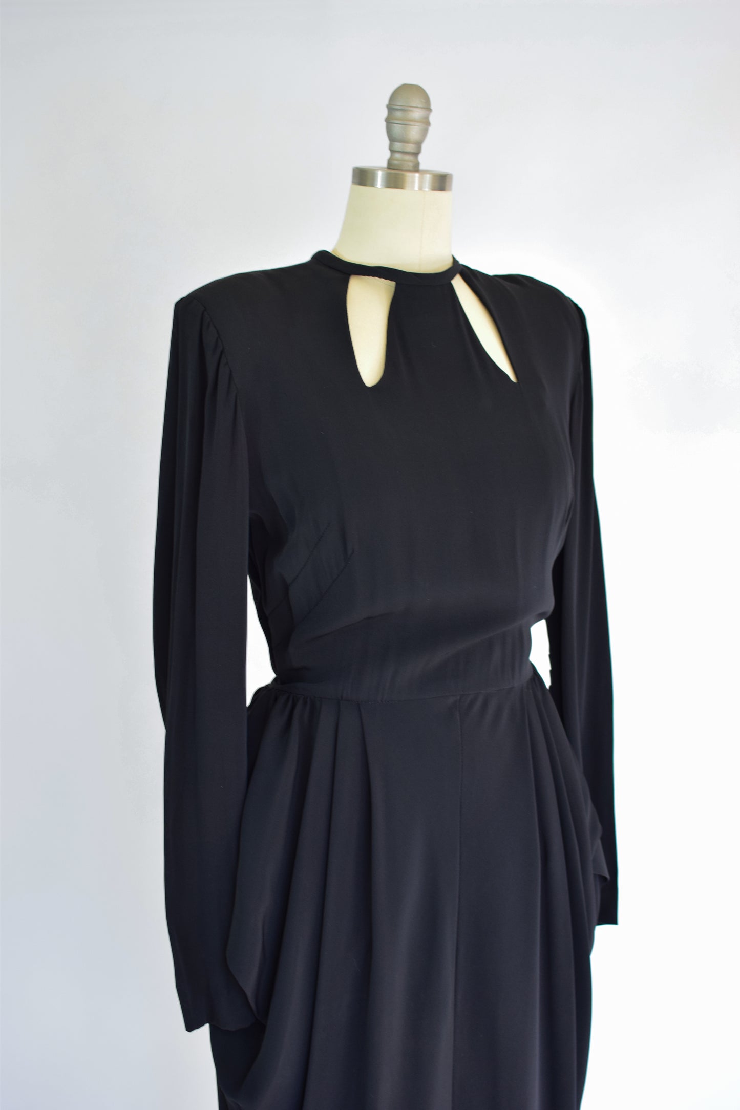 1940s Black Rayon Gown | M