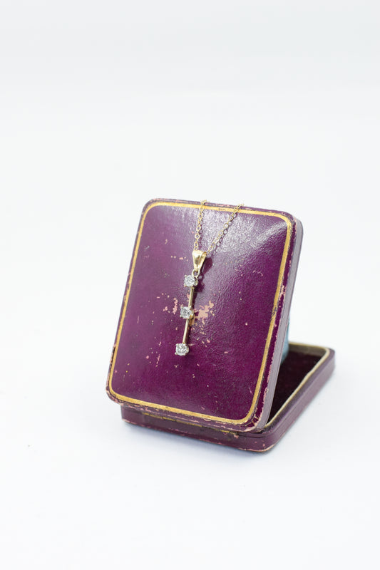 Vintage Diamond and 14kt Gold Pendant Necklace