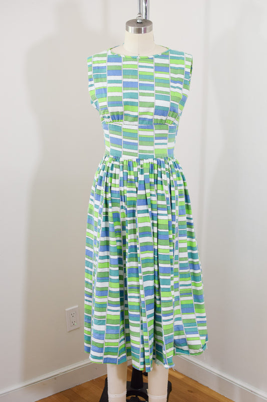 Vintage Early 1960s Mod Cotton Dress | XS