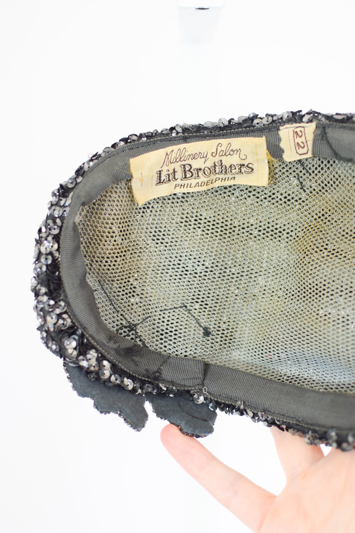 1950s Lit Brothers Sequined Crescent Cap