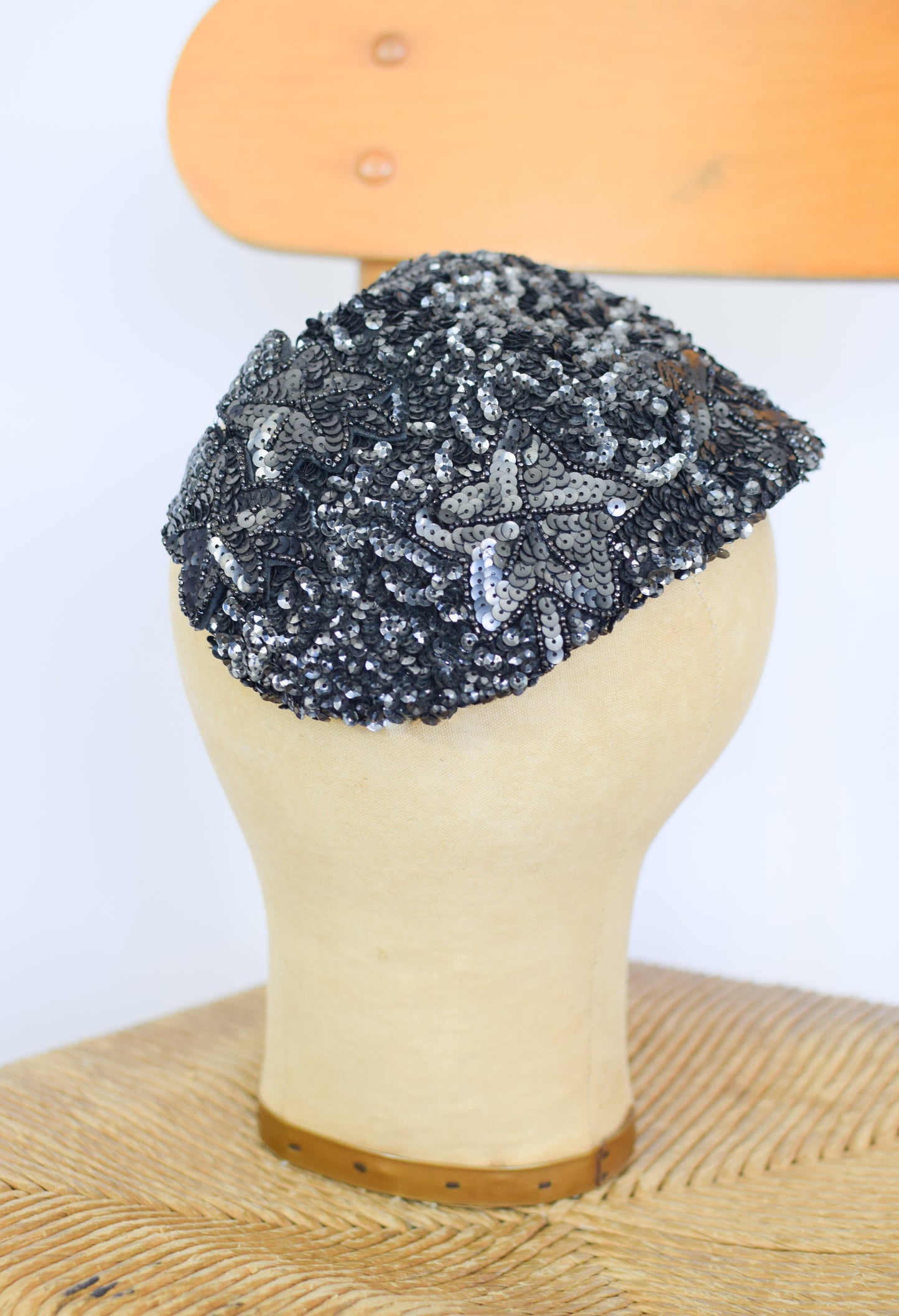 1950s Lit Brothers Sequined Crescent Cap