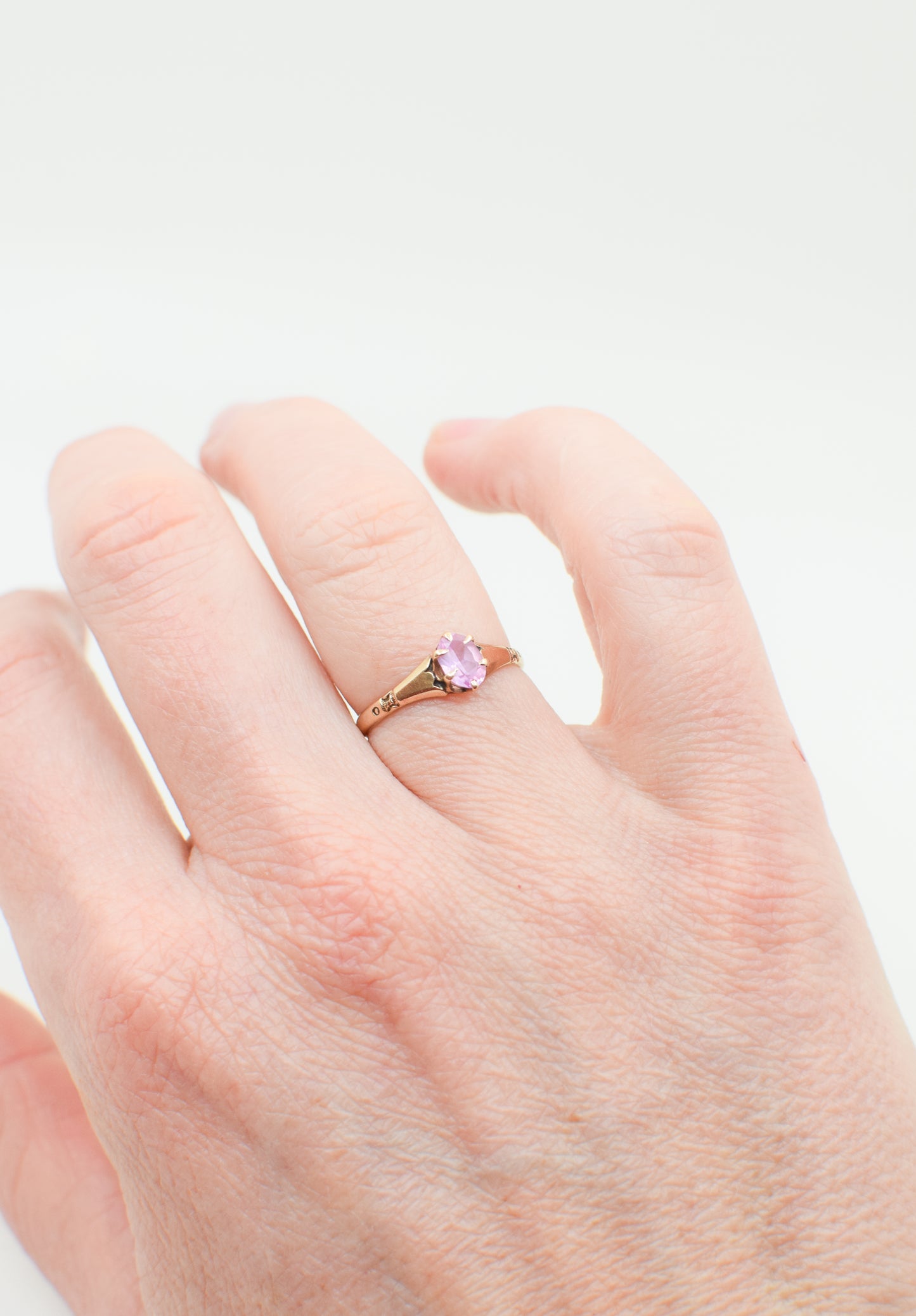 Antique Petite 10kt Gold and Pink Tourmaline Ring | sz. 5.75