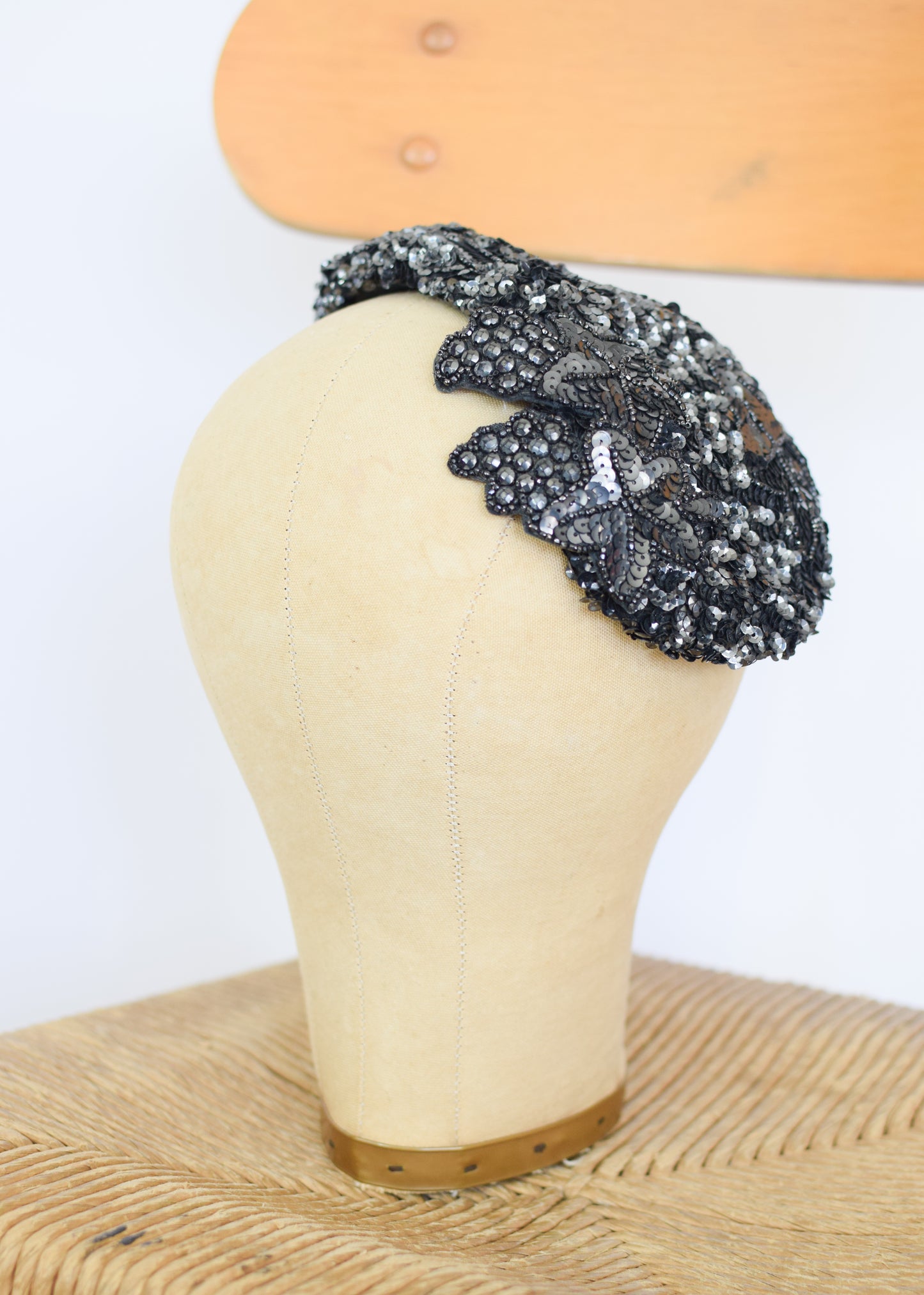 1950s Lit Brothers Sequined Crescent Cap