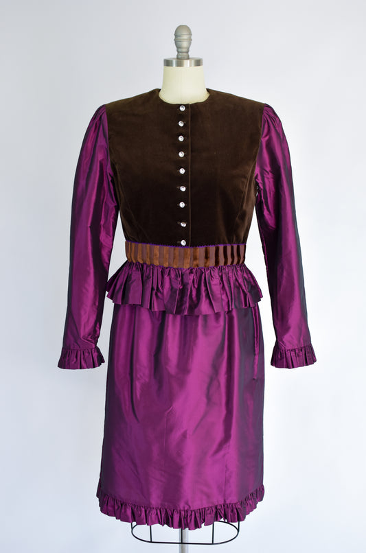 1990s Silk Taffeta and Velvet Coordinate Set | M