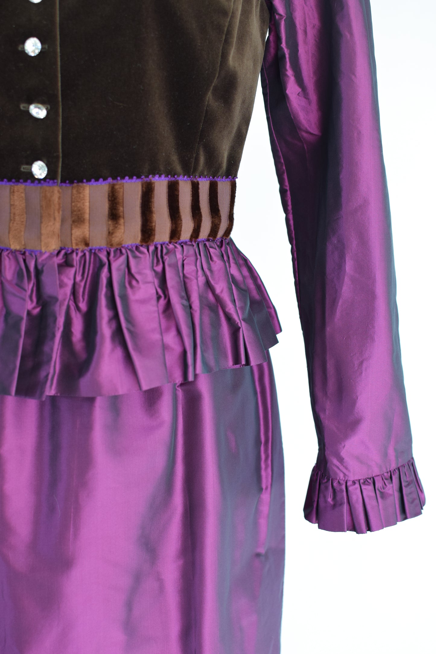 1990s Silk Taffeta and Velvet Coordinate Set | M