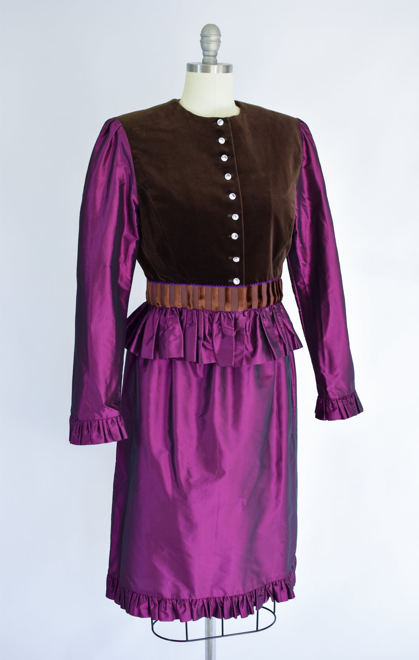 1990s Silk Taffeta and Velvet Coordinate Set | M