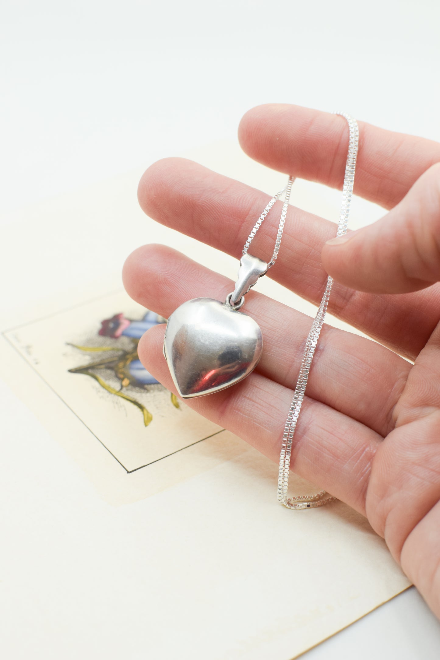 Vintage Sterling Silver Puffy Heart Locket