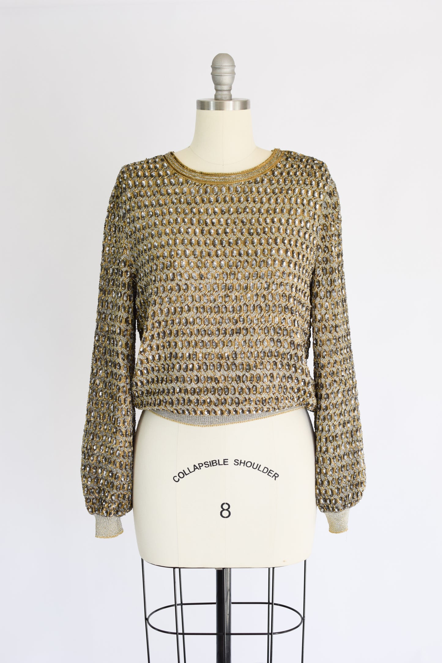 1970s Heavily Beaded Blouse for Neiman Marcus | S-M