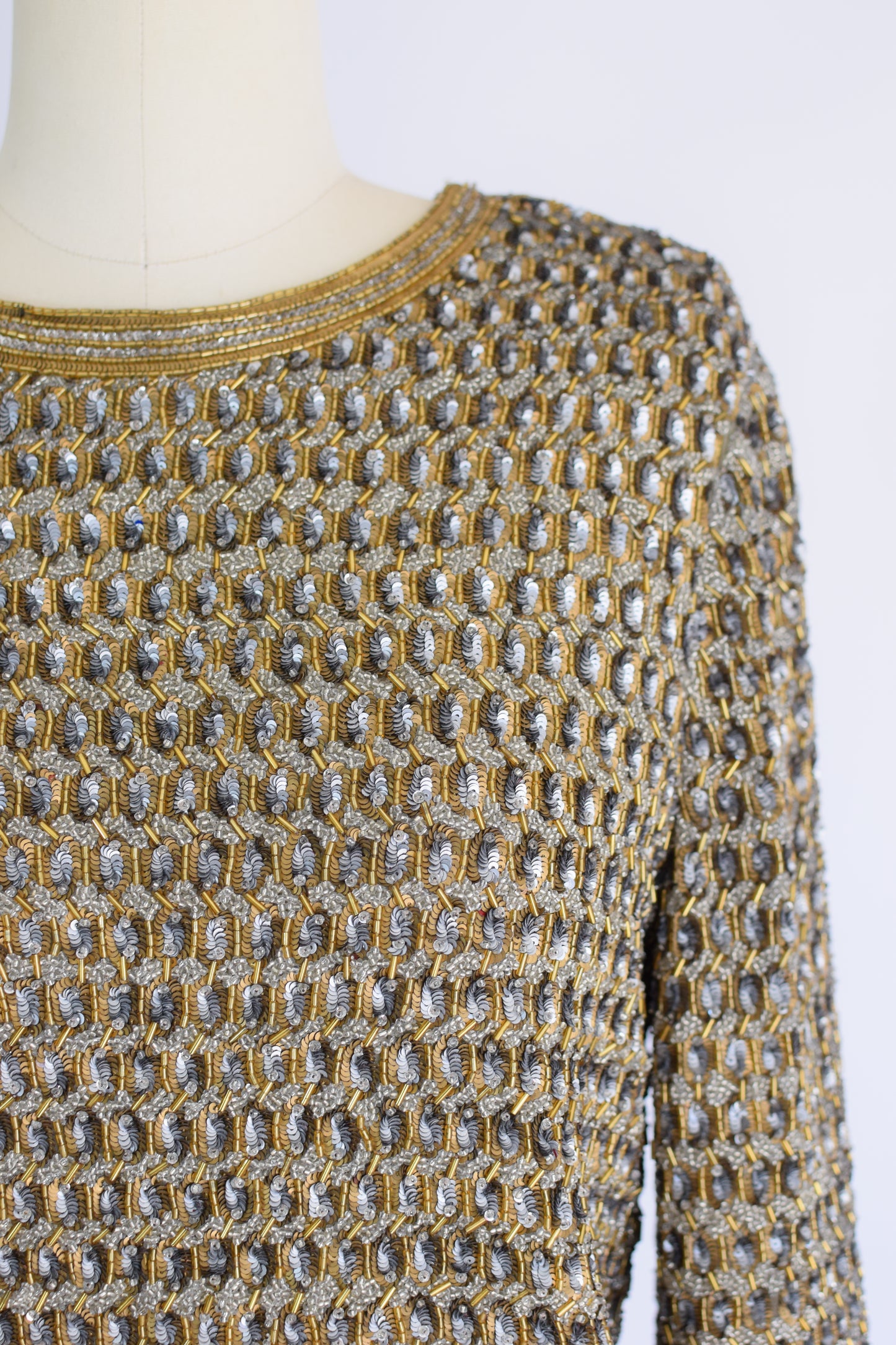 1970s Heavily Beaded Blouse for Neiman Marcus | S-M