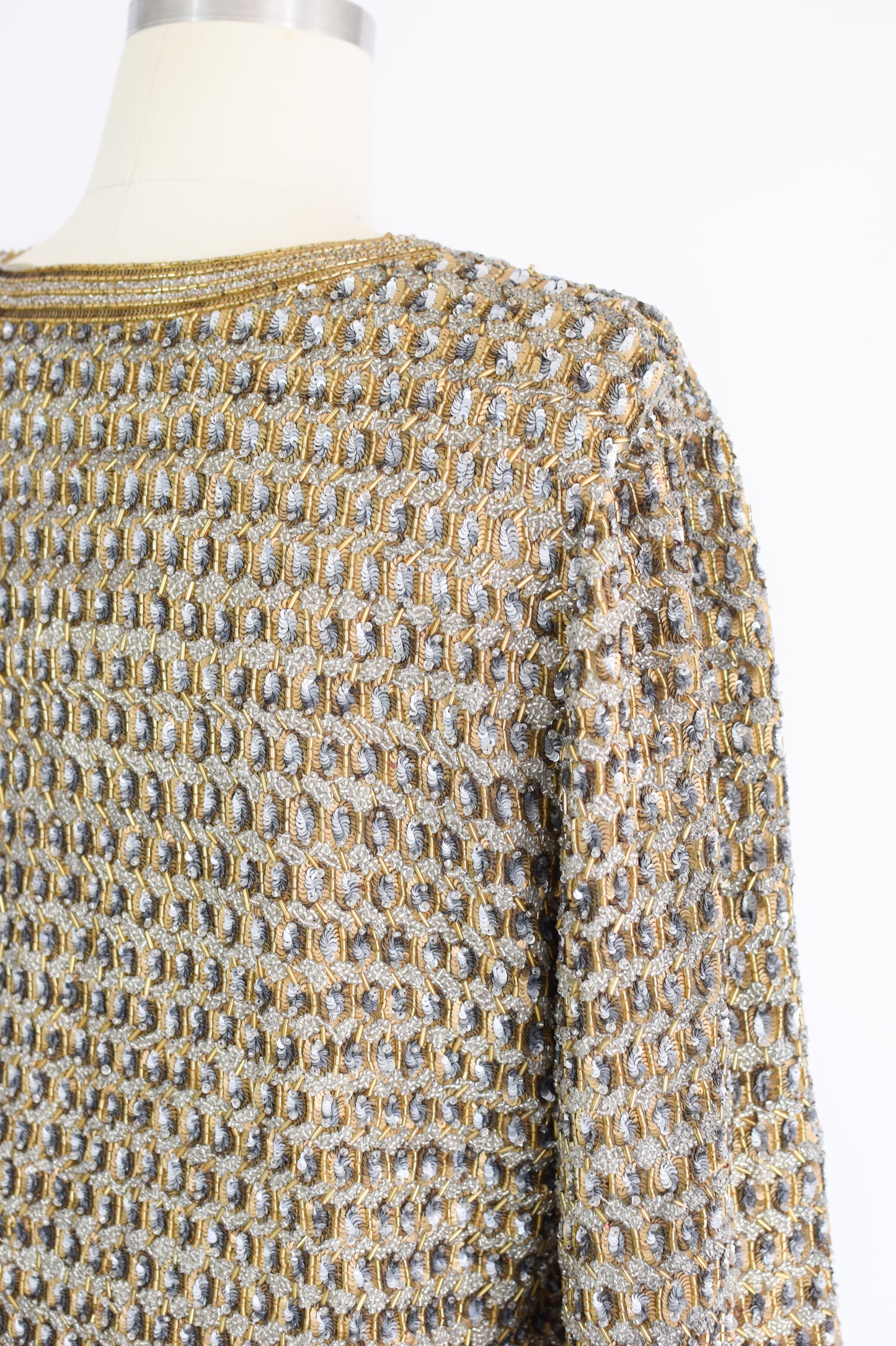 1970s Heavily Beaded Blouse for Neiman Marcus | S-M