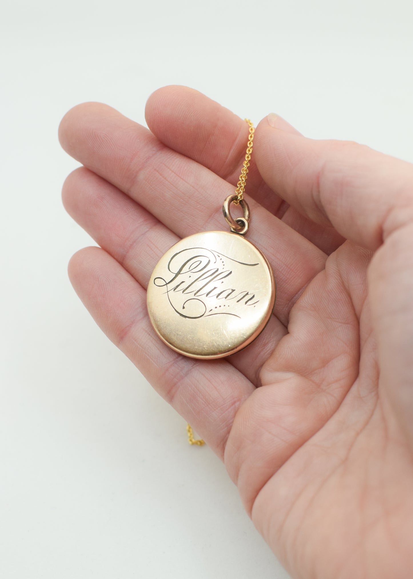 Antique Fleur de Lis Rhinestone Gold Locket | "Lillian"