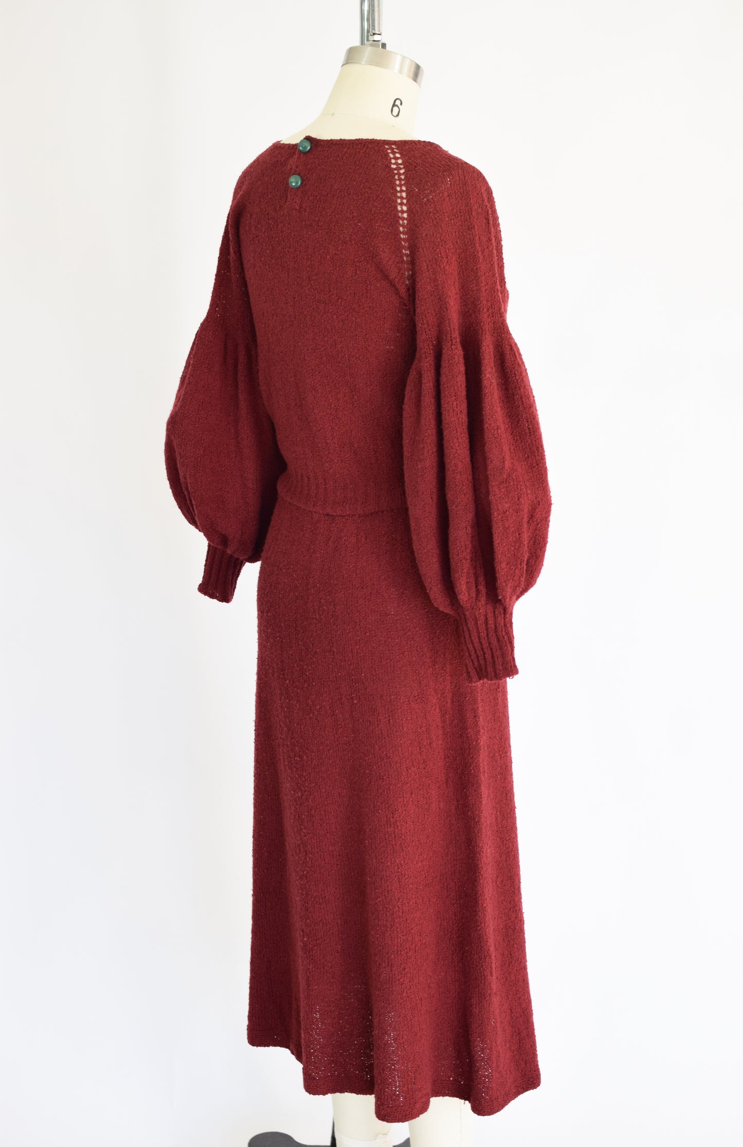 1930s Balloon Sleeve Knit Dress | S/M