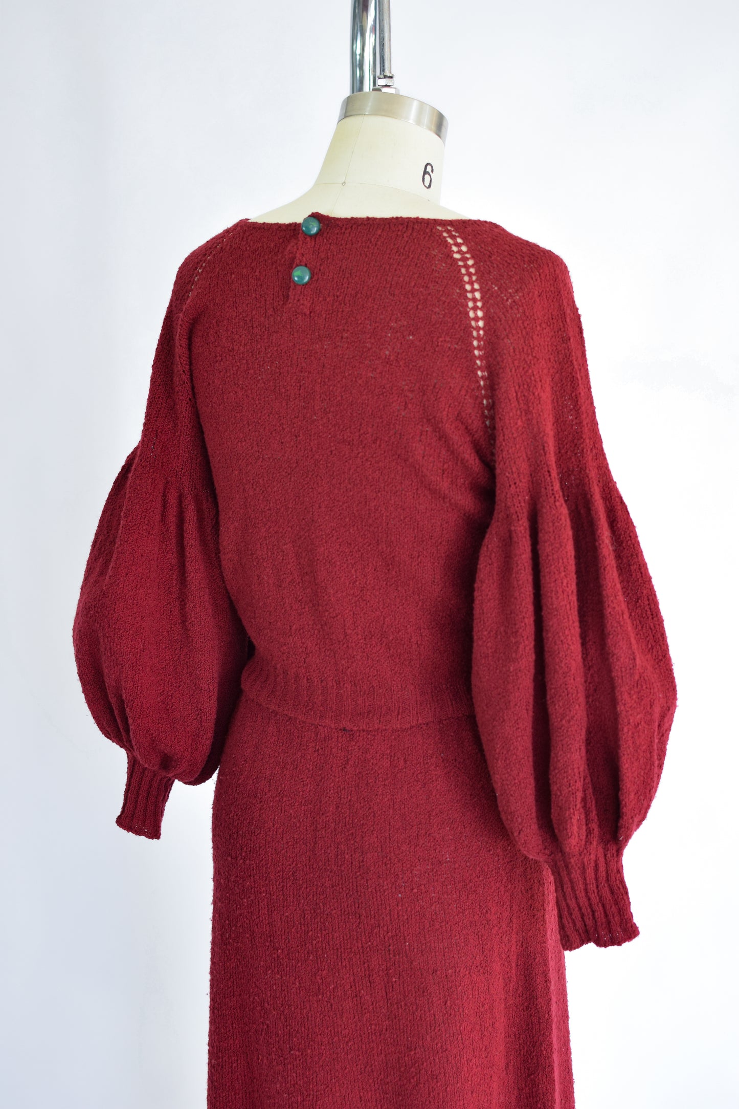 1930s Balloon Sleeve Knit Dress | S/M