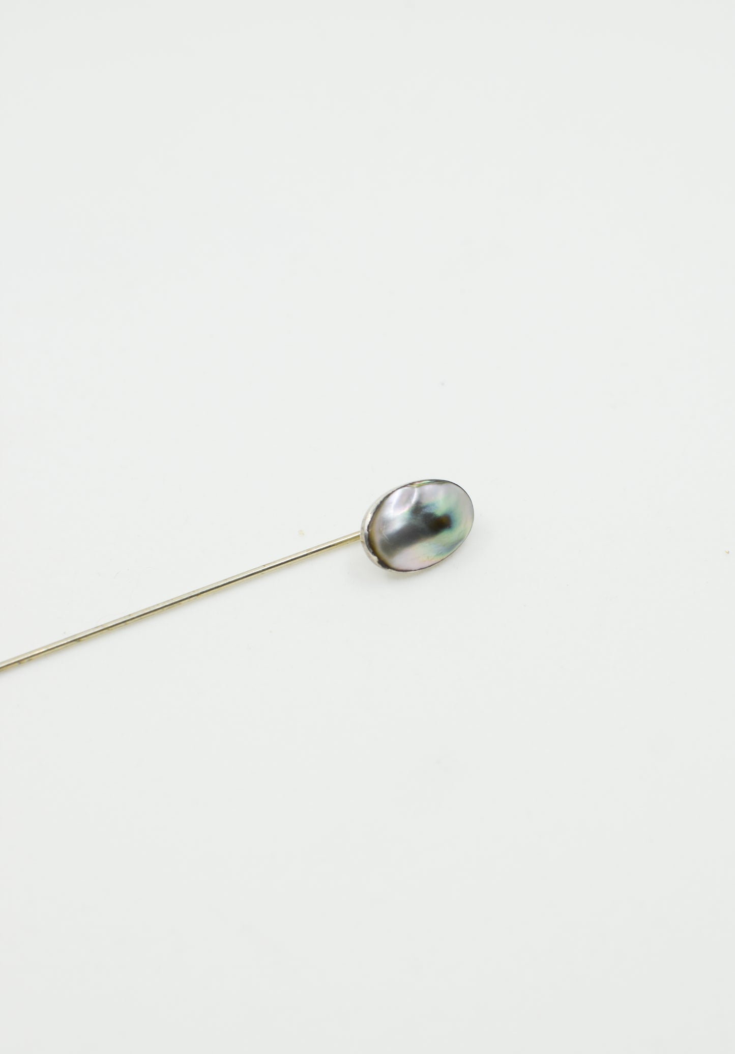 Antique Blister Pearl and Sterling Silver Stick Pin