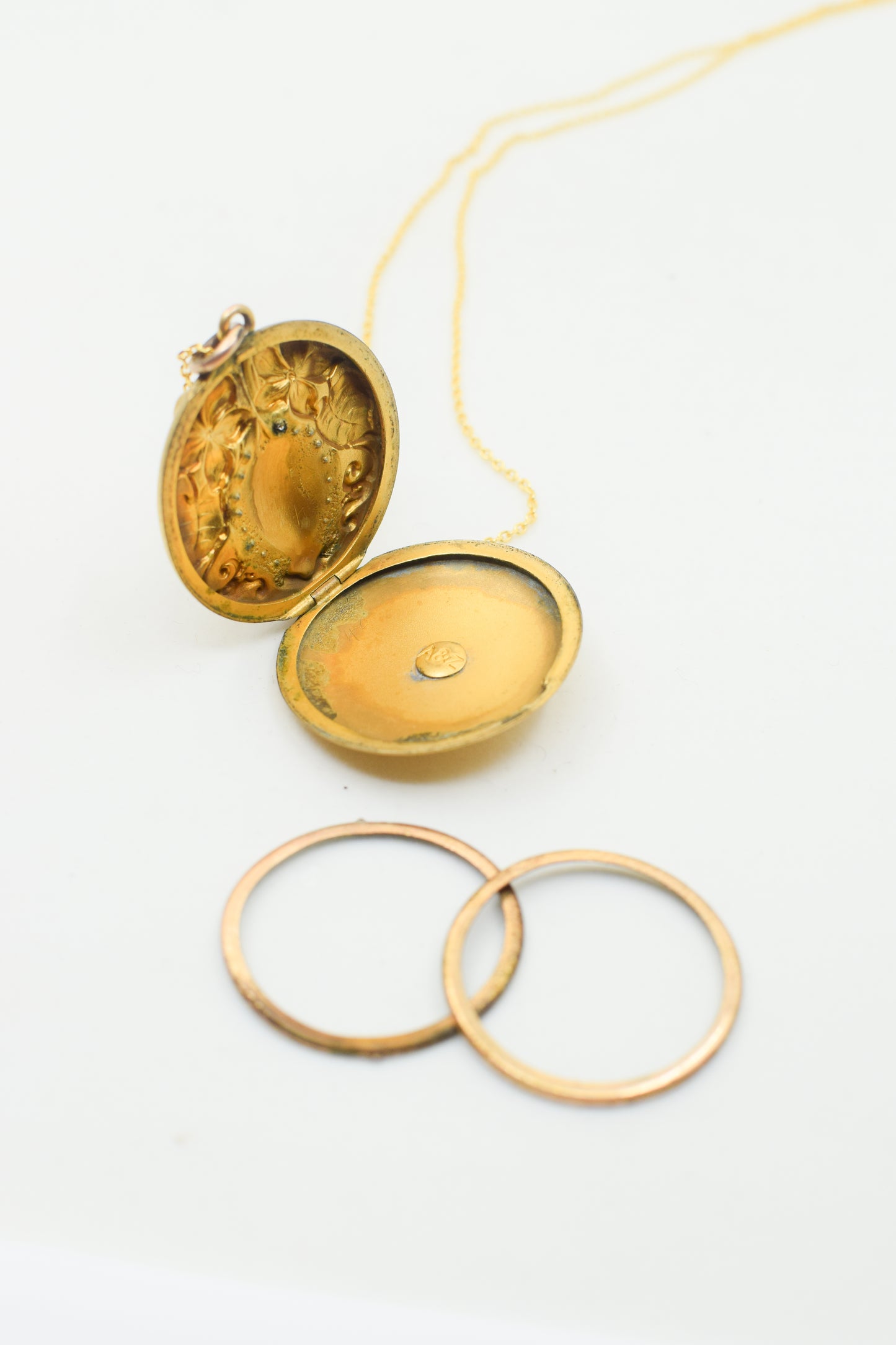 Antique Art Nouveau Gold Locket with Rhinestones