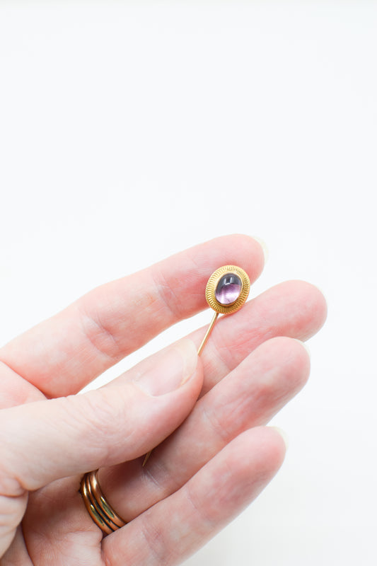 Antique 14 Karat Gold and Amethyst Stick Pin