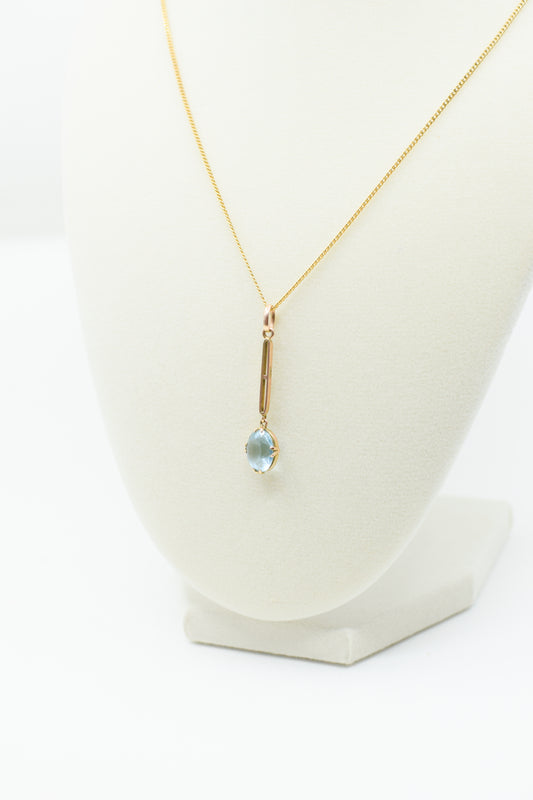 Antique Edwardian 9 Karat Gold and Aquamarine Pendant