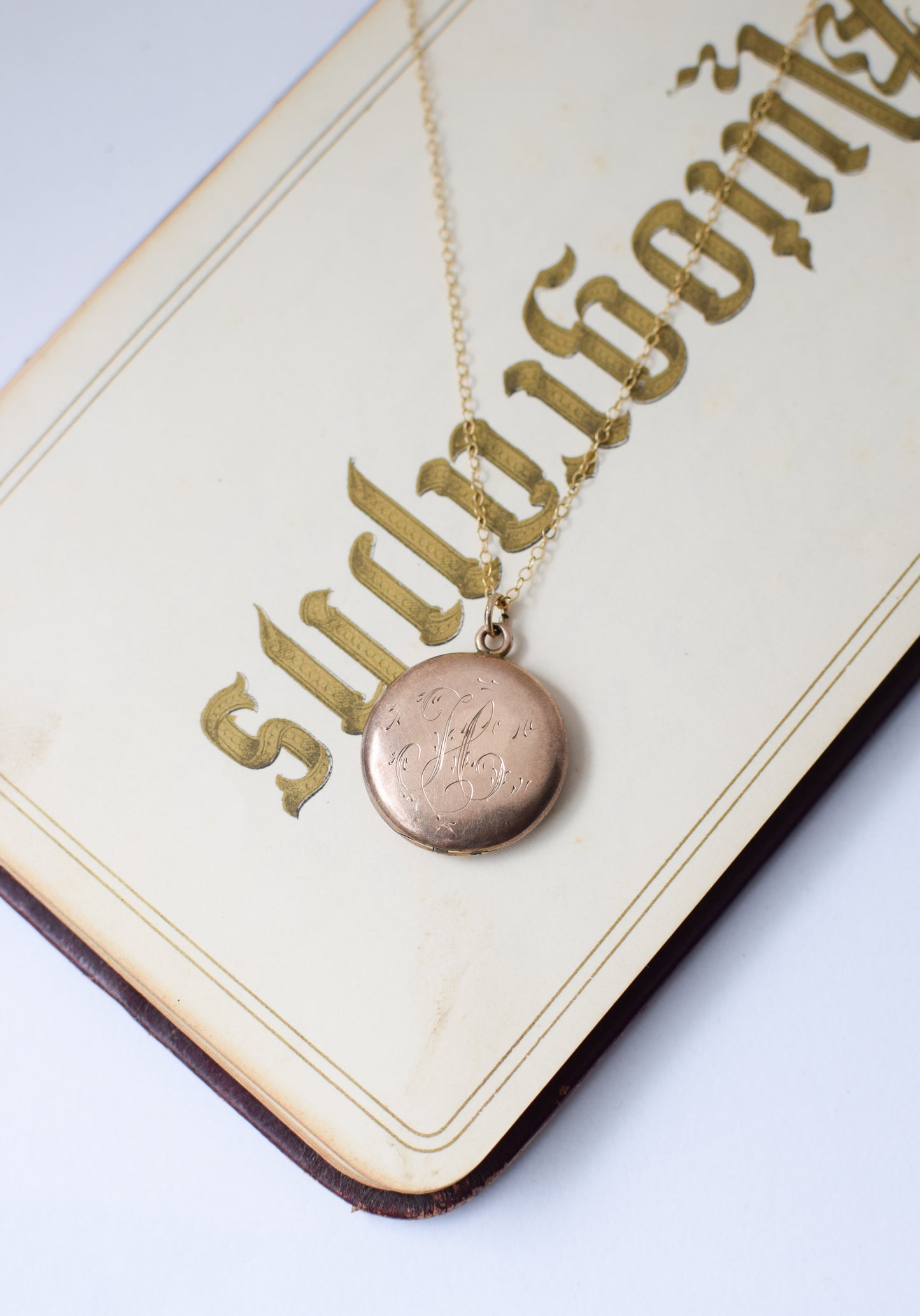 Victorian 1/4 Gold Round Locket | Initials H and AFM